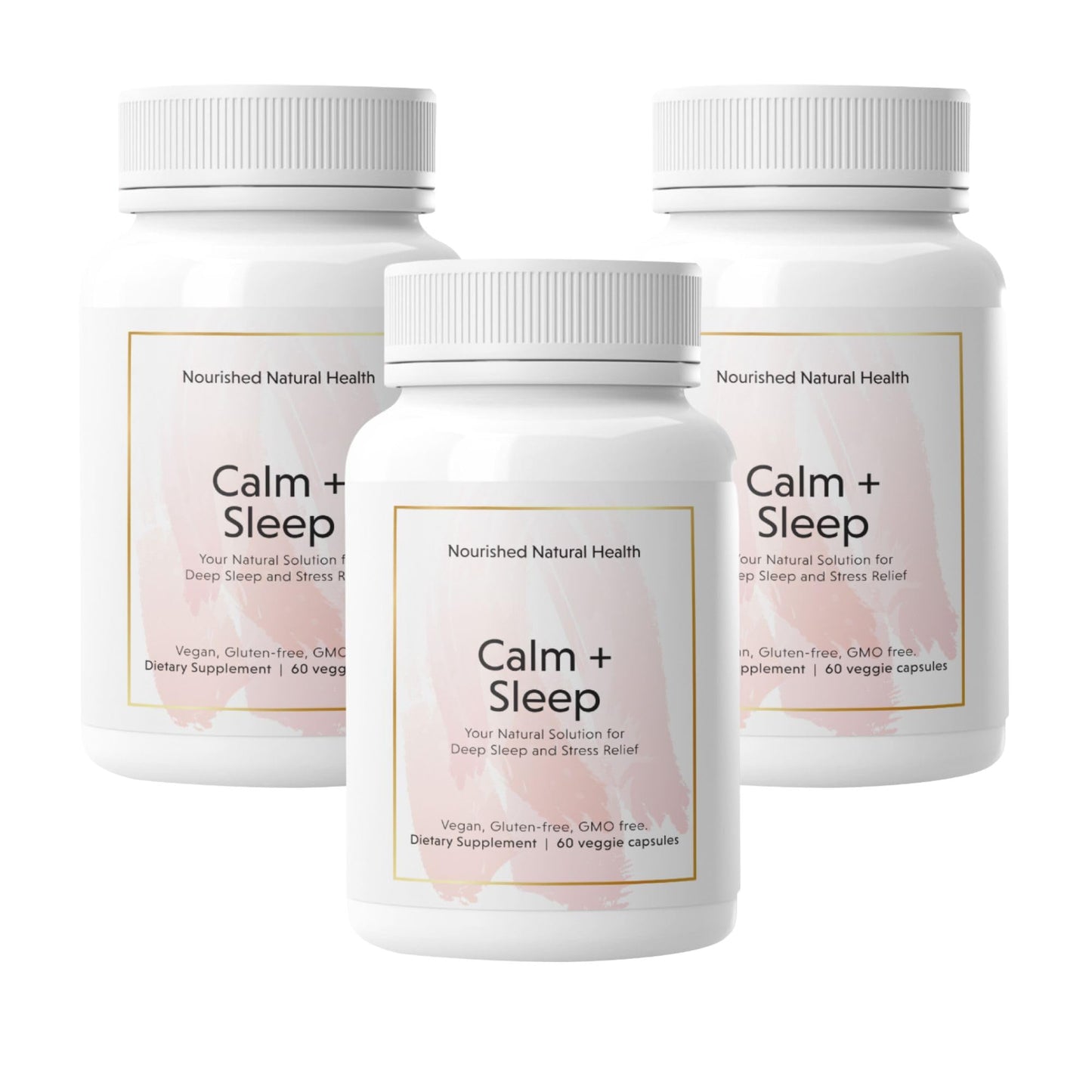 Nourished Natural Health Calm + Sleep – Relaxation & Melatonin-Free Sleep Supplement for Women, Cortisol Support with Ashwagandha, L-Theanine, Magnesium & Valerian Root – Vegan & Non-GMO, 180 Capsules