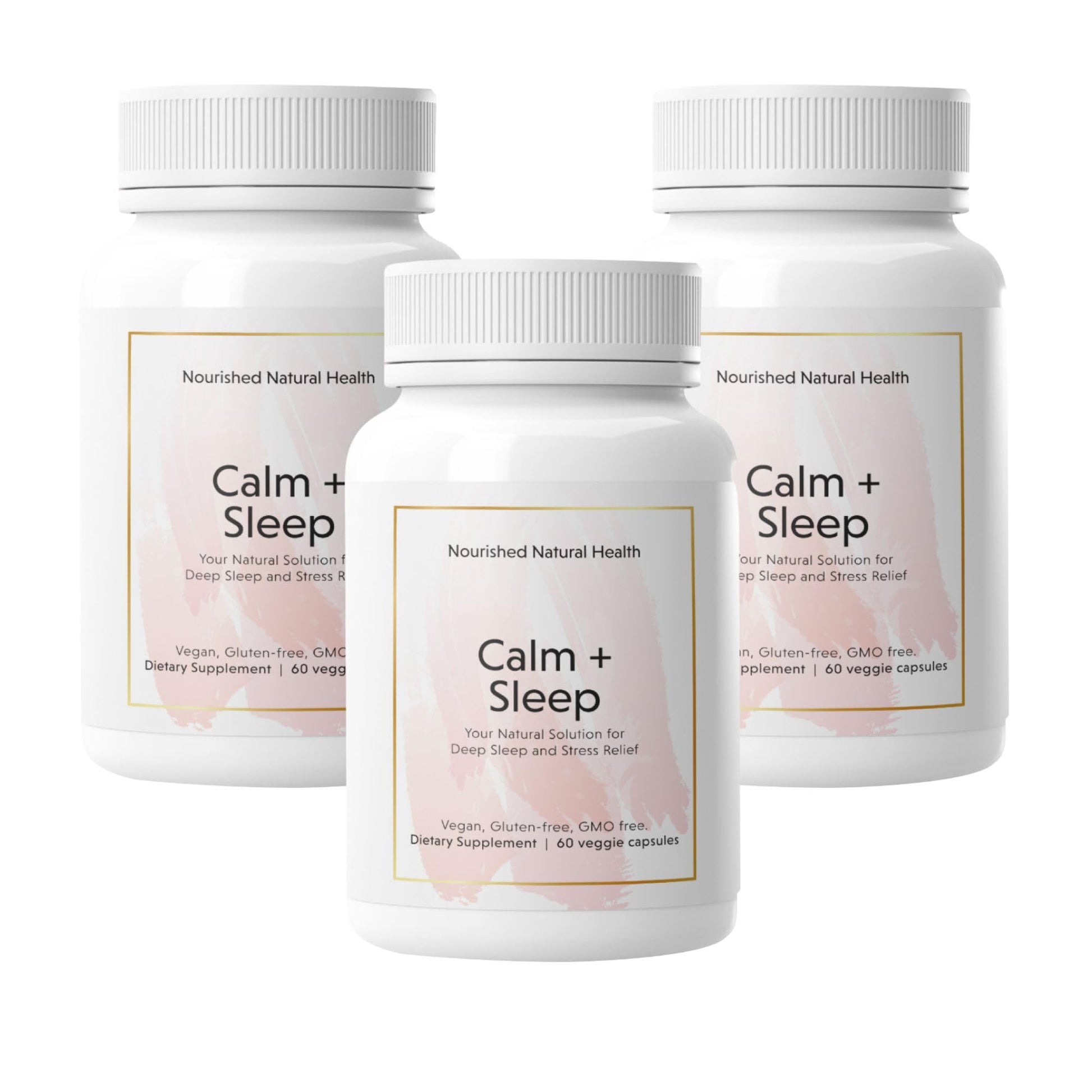 Nourished Natural Health Calm + Sleep – Relaxation & Melatonin-Free Sleep Supplement for Women, Cortisol Support with Ashwagandha, L-Theanine, Magnesium & Valerian Root – Vegan & Non-GMO, 180 Capsules
