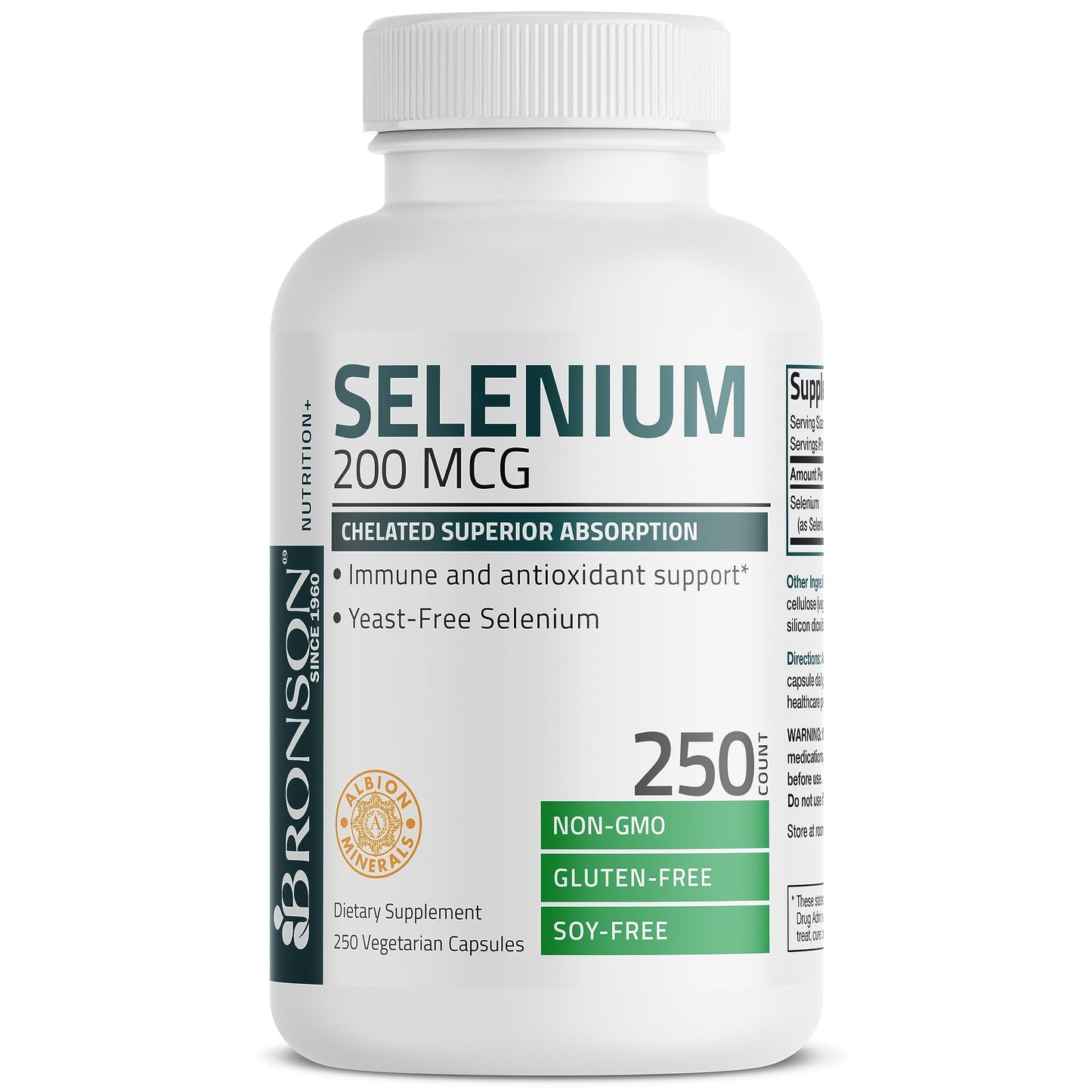 Bronson Selenium 200 mcg Yeast Free Chelated Amino Acid Complex Capsules, 250