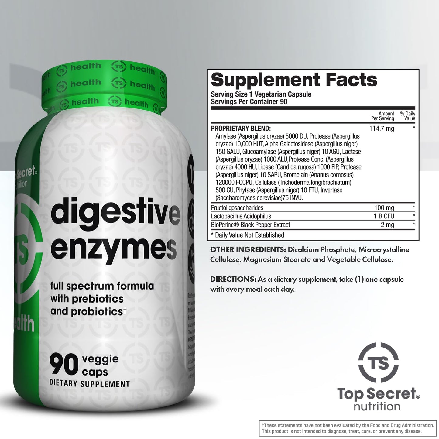 Top Secret Nutrition Digestive Enzymes 90 Capsules