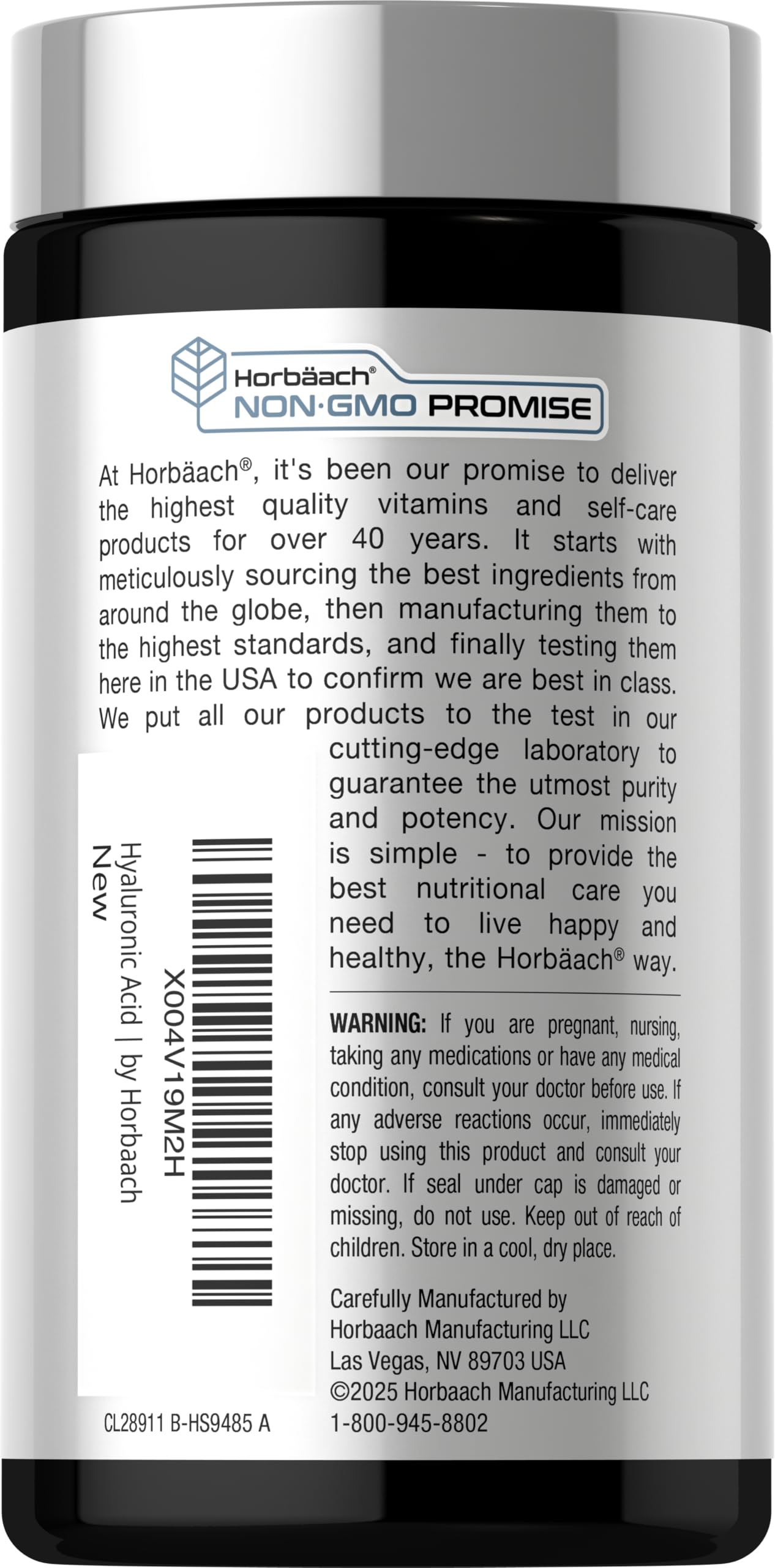 Horbäach Hyaluronic Acid Supplement 100mg Capsule, 120 Count