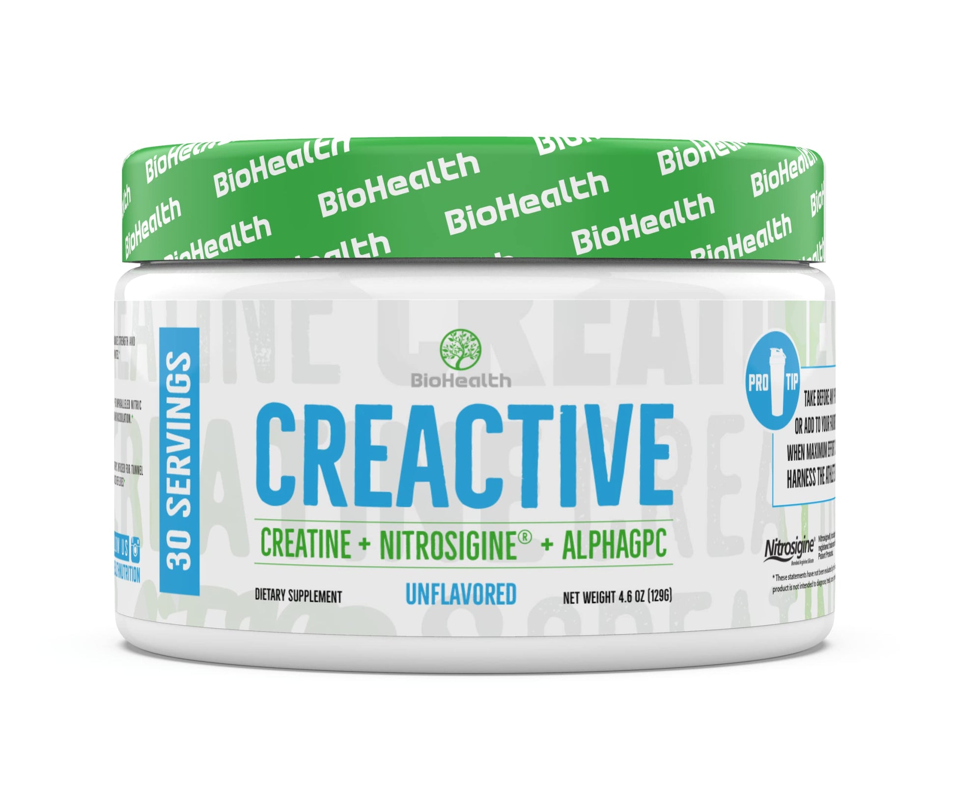 BioHealth Nutrition CreActive Creatine HCL + Nootropic + Nitric Oxide Powder, 4.6 Ounce