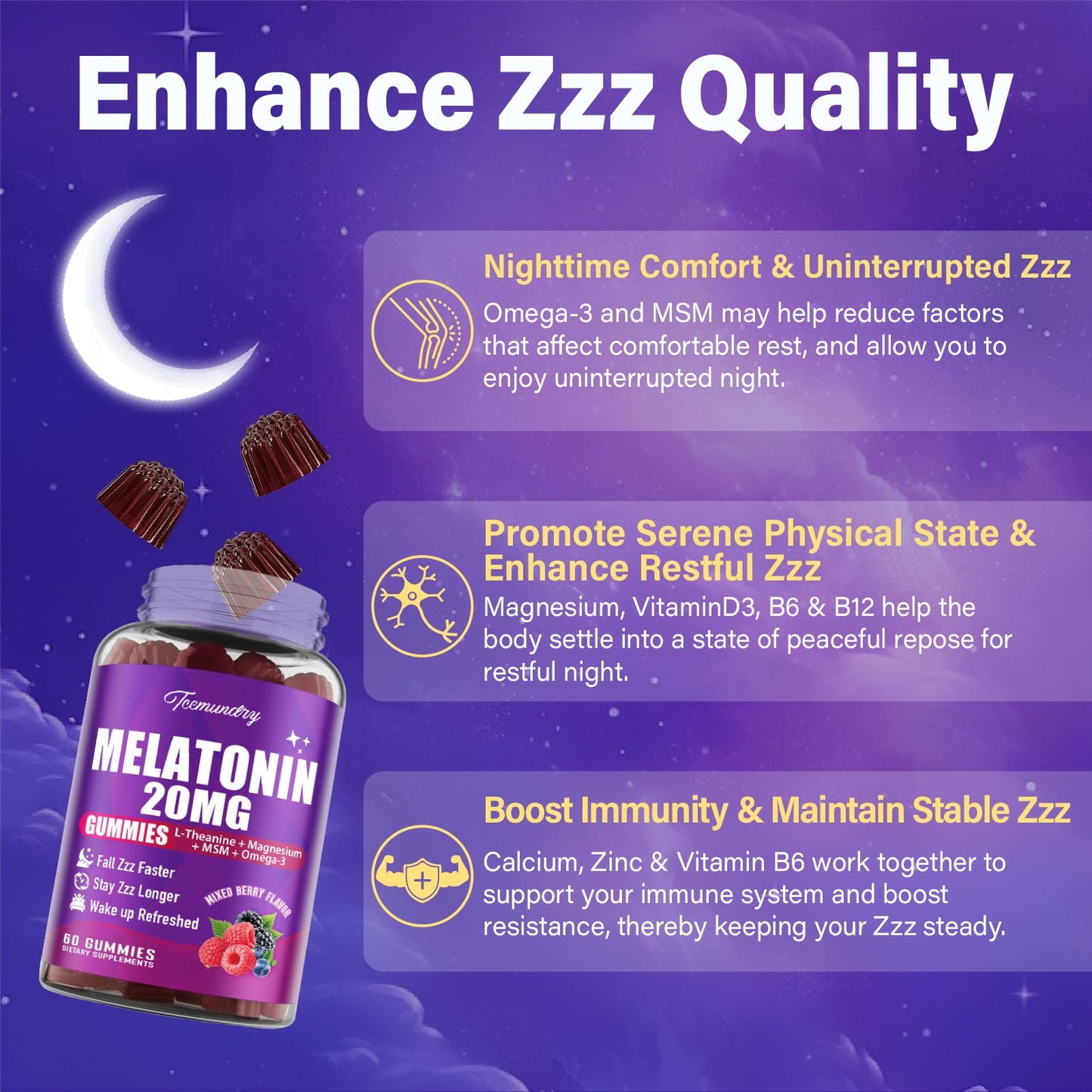 Tcemundry Melatonin Gummies 20mg for Adults: Maximum Strength, 120 Gummies