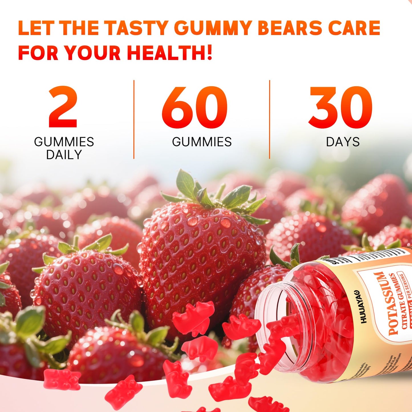HUUAYAO Potassium Citrate Gummies 1200mg, 120 Count