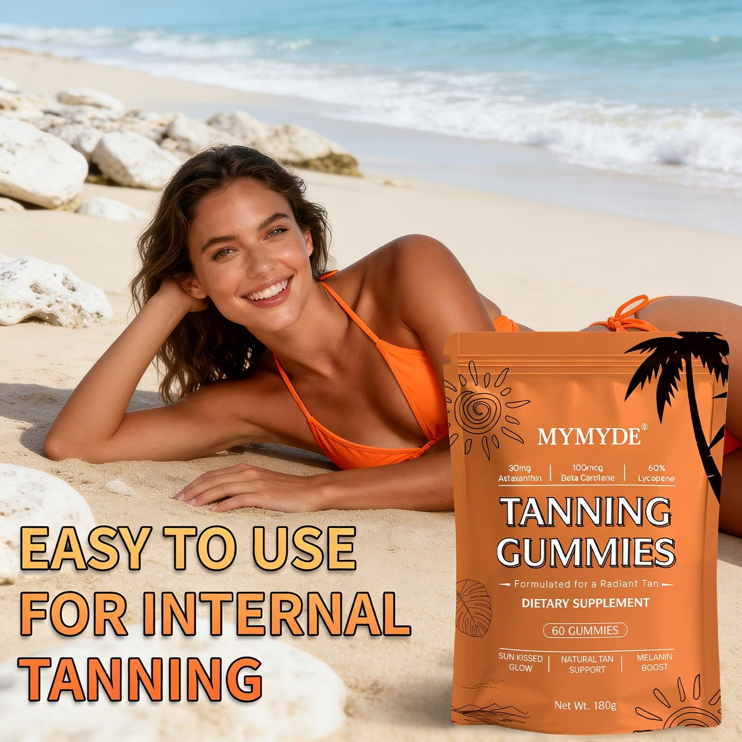 MYMYDE New Skin Natural Tanning Gummies Gummy 60 Count