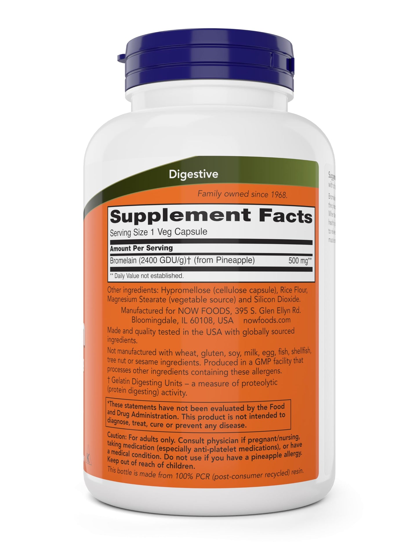 NOW Foods Bromelain 500 mg Capsules, 200 Count