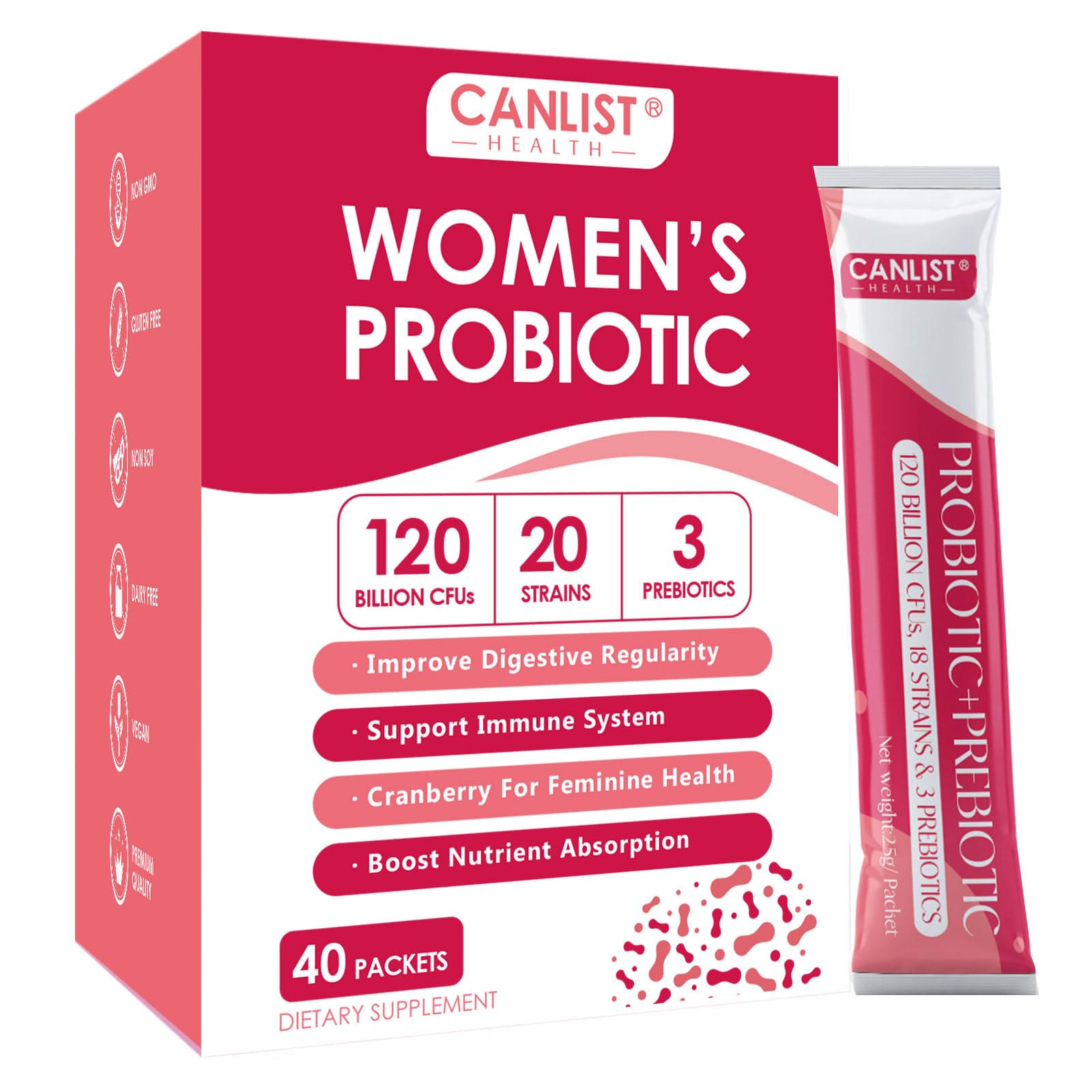 CANLIST Women's Probiotic Powder 40 Packets