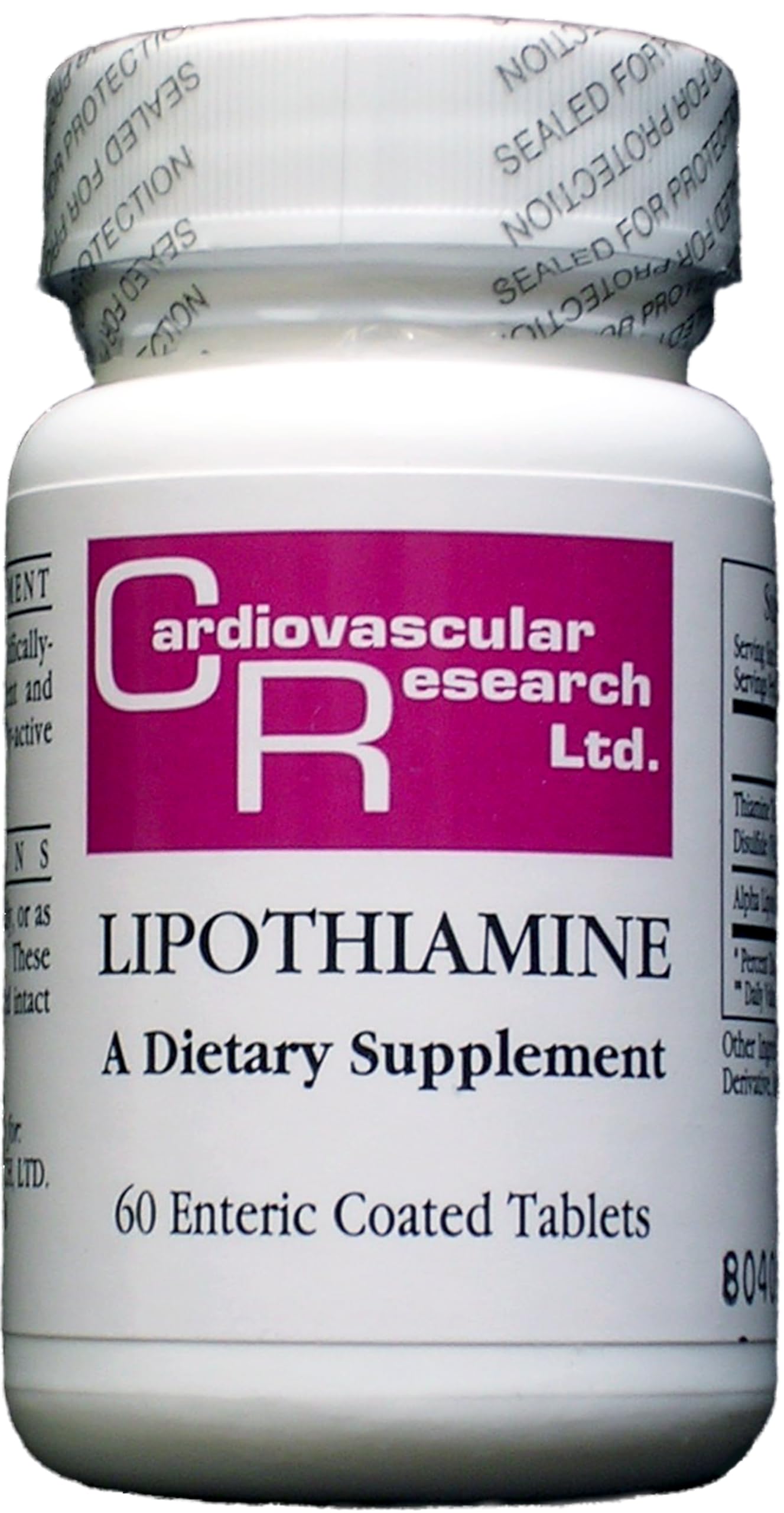 Cardiovascular Research Lipothiamine Vitamin B1 with Alpha-Lipoic Acid Tablets, 60 Count