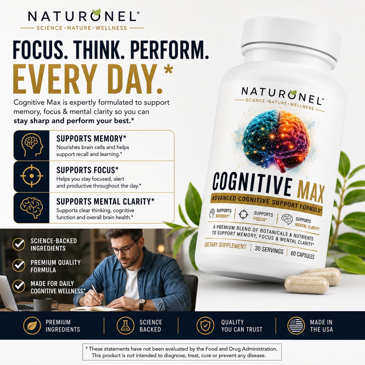 Naturonel Cognitive Max Brain Supplement Capsule 60 Count
