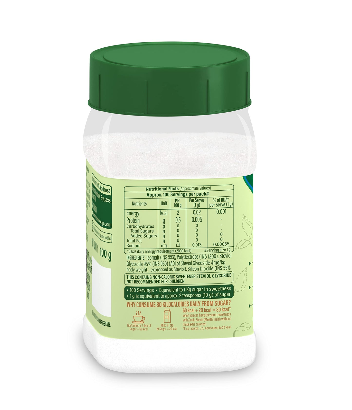 Zandu Stevia Meethi Tulsi Powder, 3.53 oz