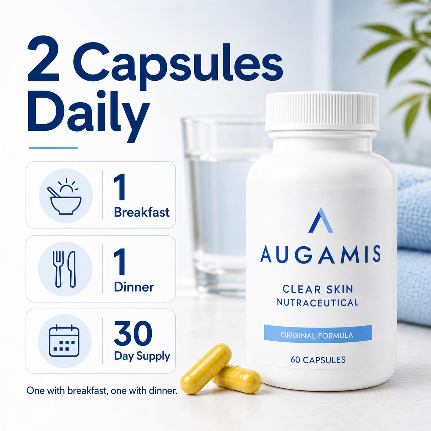 Augamis Hormonal Acne Treatment for Women – DIM-Free Clear Skin Supplement for Face & Body 60 Capsules