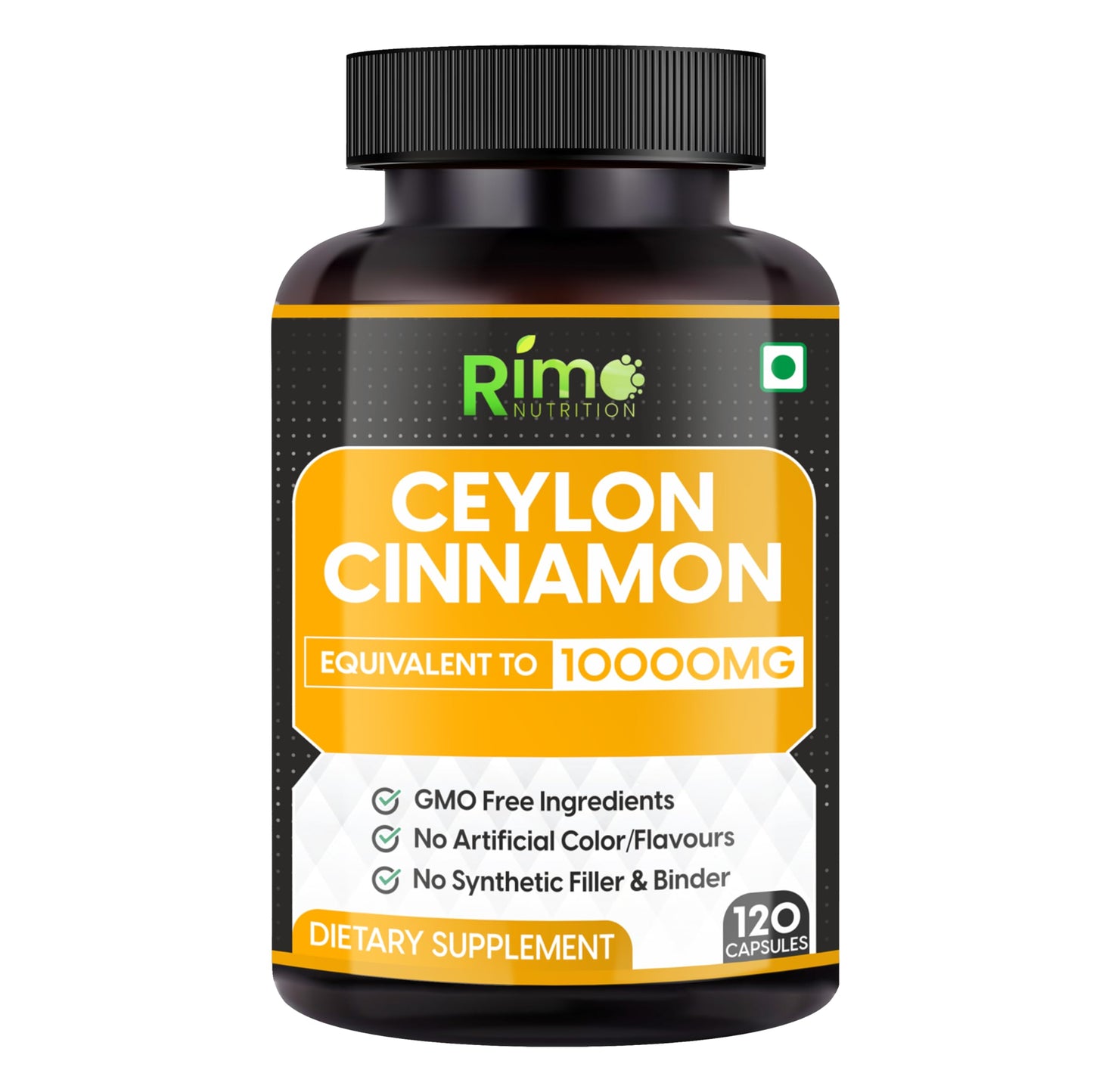 Rimo Nutrition Ceylon Cinnamon Capsules 1000mg Per Serving, 120 Count