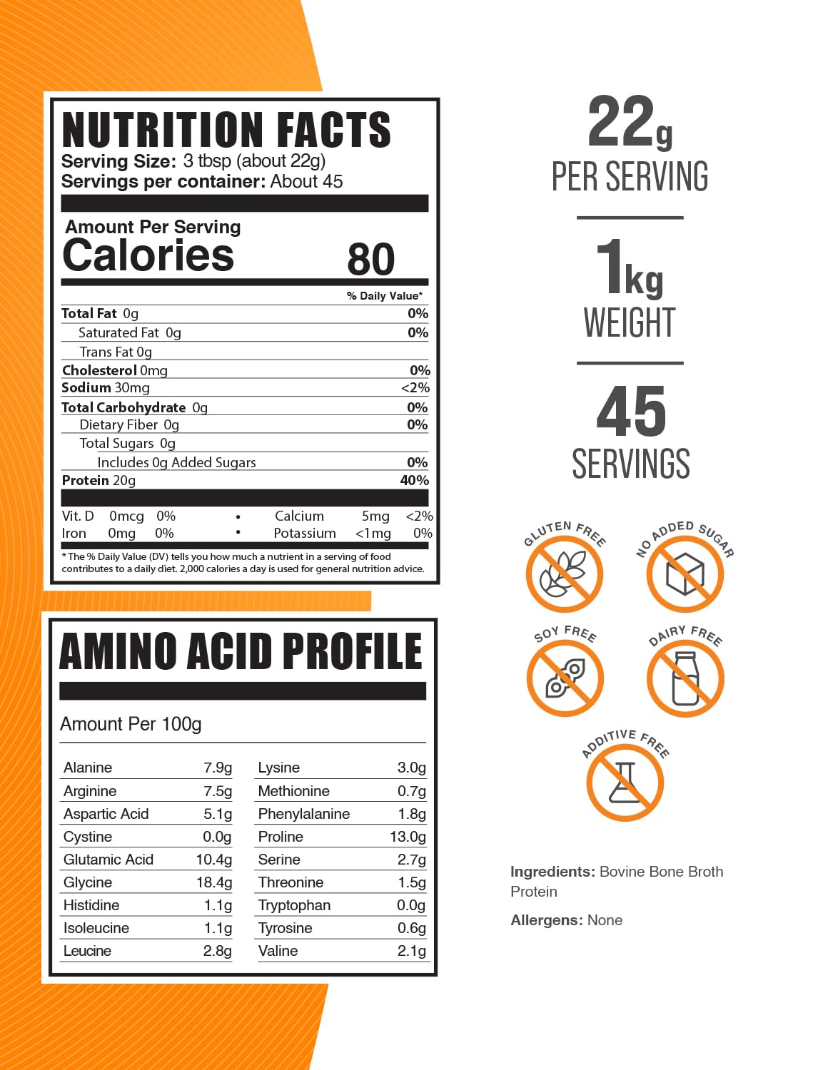 BulkSupplements Beef Bone Broth Protein Powder 35.2 Servings