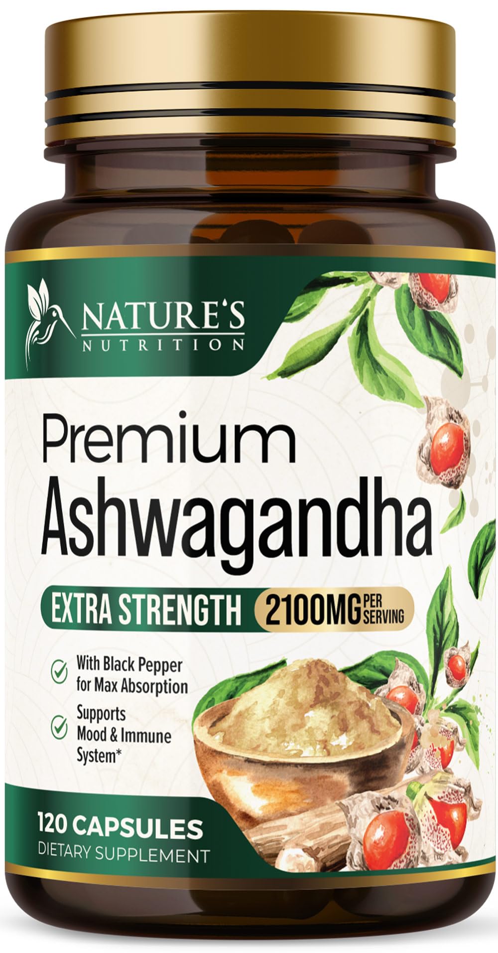 Nature's Nutrition Ashwagandha Capsules 120 Count