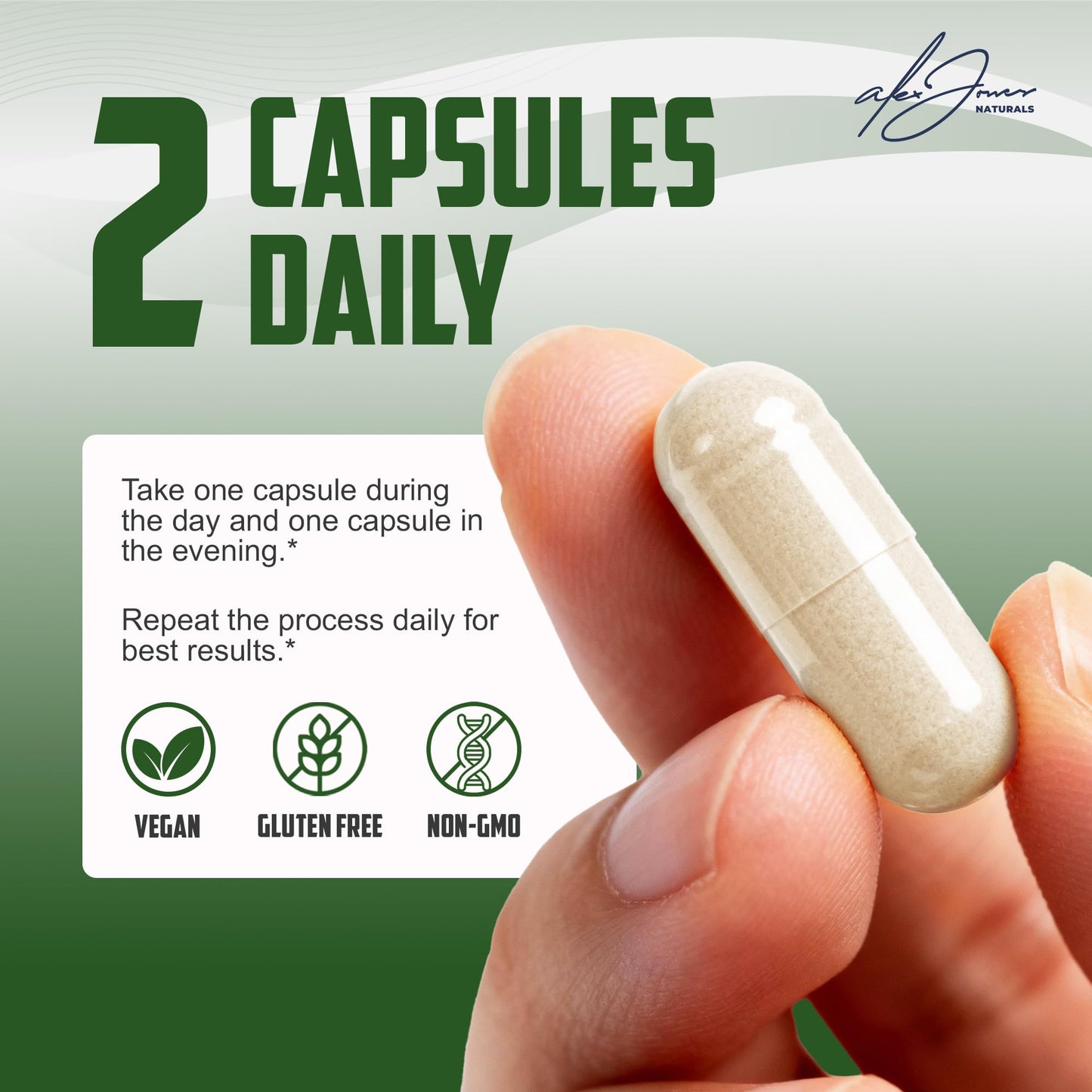 Alex Jones Naturals Adaptogenic Mushrooms with Cordyceps & Rhodiola Daily Blend with Zinc, Selenium & Boron Vegan Mushroom Capsules, 60 Capsules