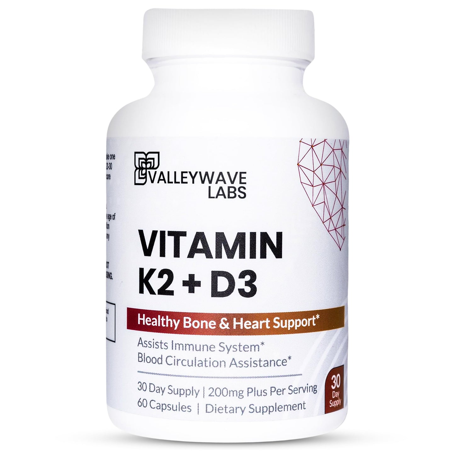 Valleywave Labs Vitamin D3 K2 Capsules 60 Capsules