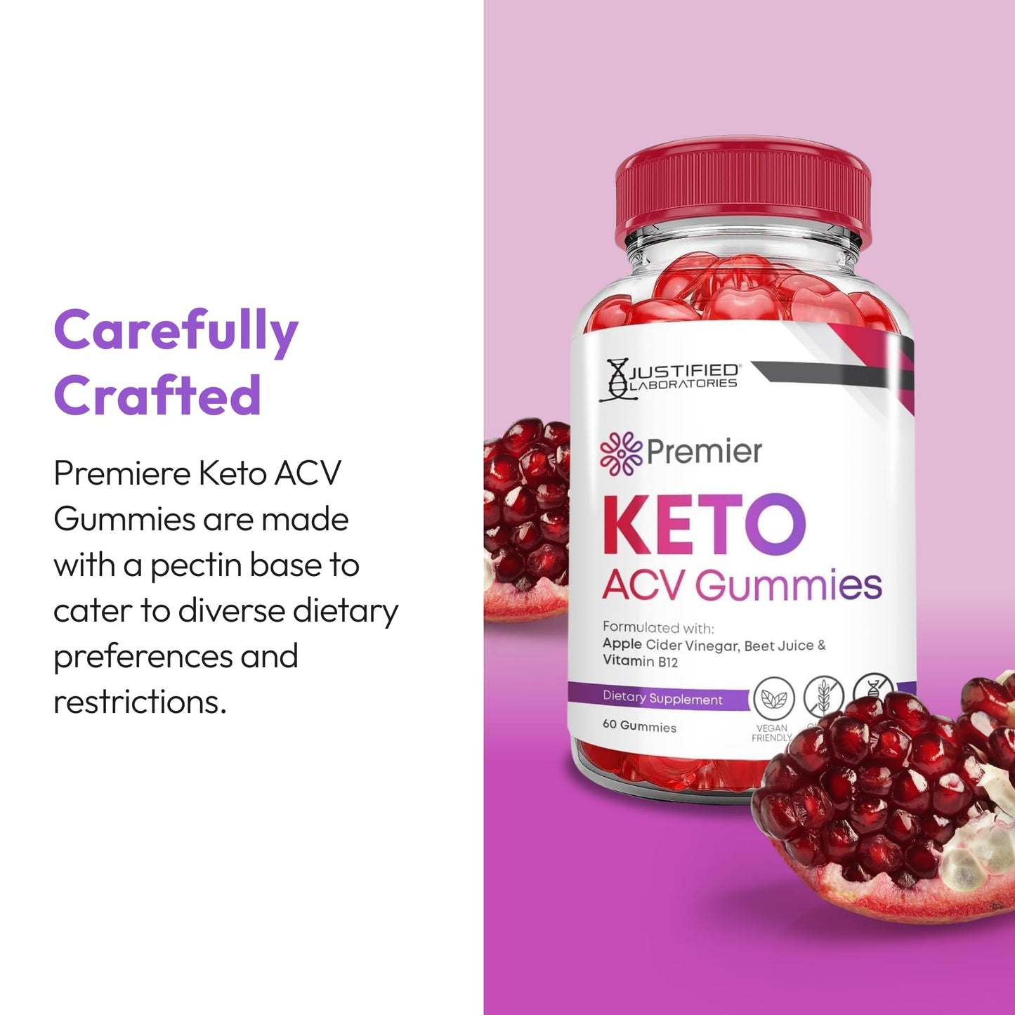 Justified Laboratories Premier Keto ACV Gummies (1000 mg) Gummy, 60 Count