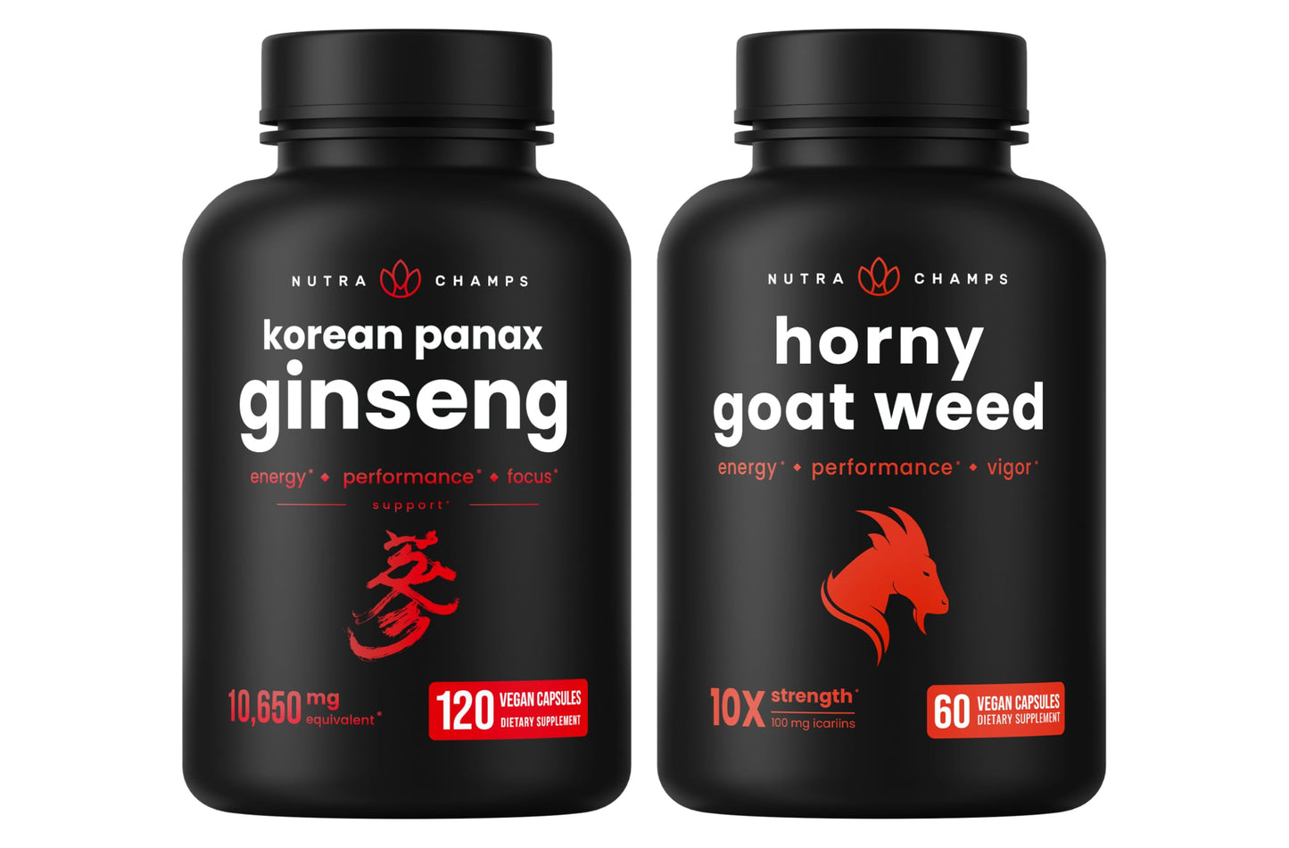 NutraChamps Korean Ginseng and Horny Goat Weed Capsules, 2-Count