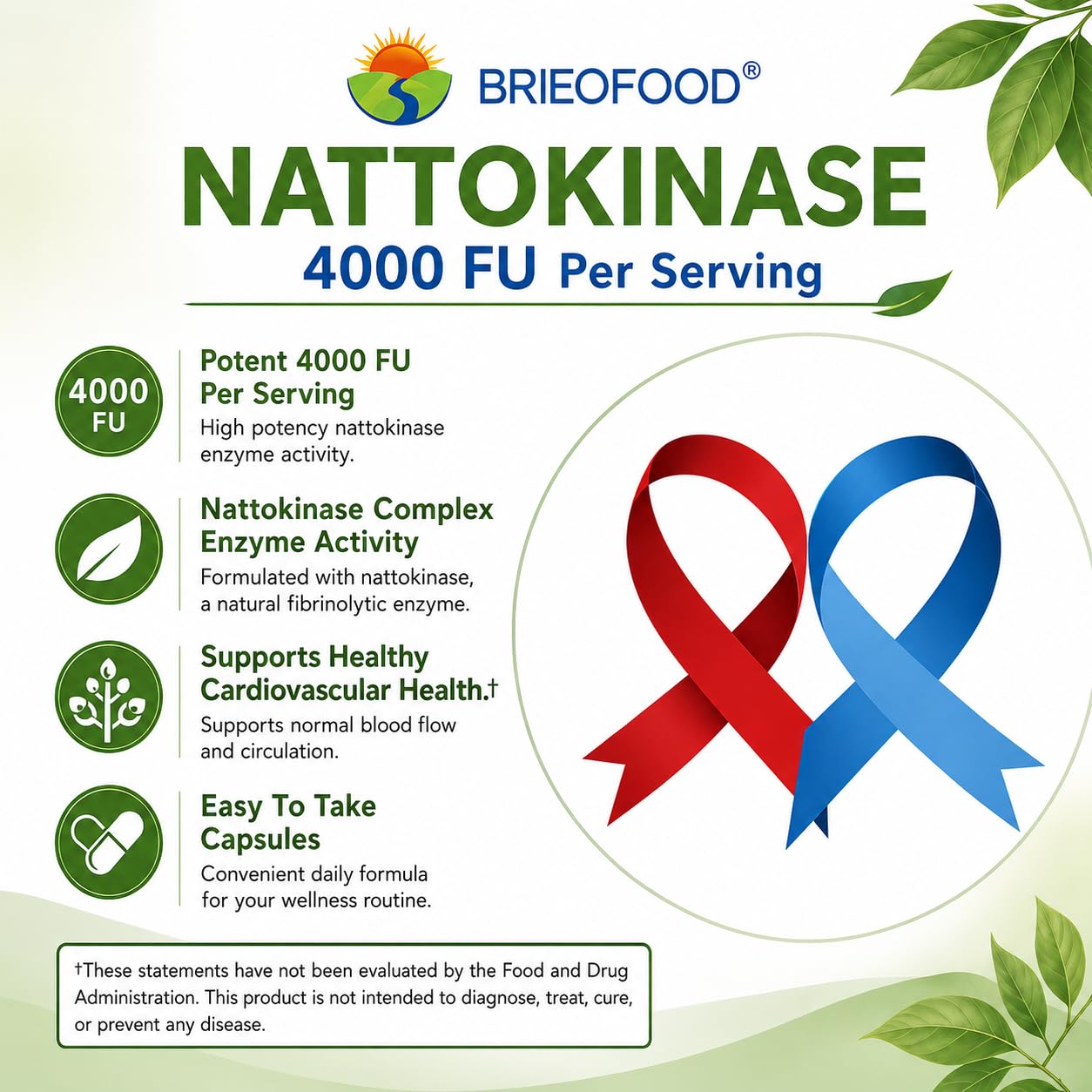 Brieofood Nattokinase 4000 FU (Fibrinolytic Unit) per Serving Capsules 180