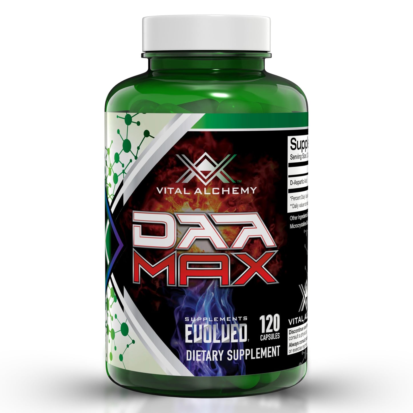 Vital Alchemy Supplements DAA MAX Testosterone Booster with D-Aspartic Acid 1500mg Capsules 120 Count