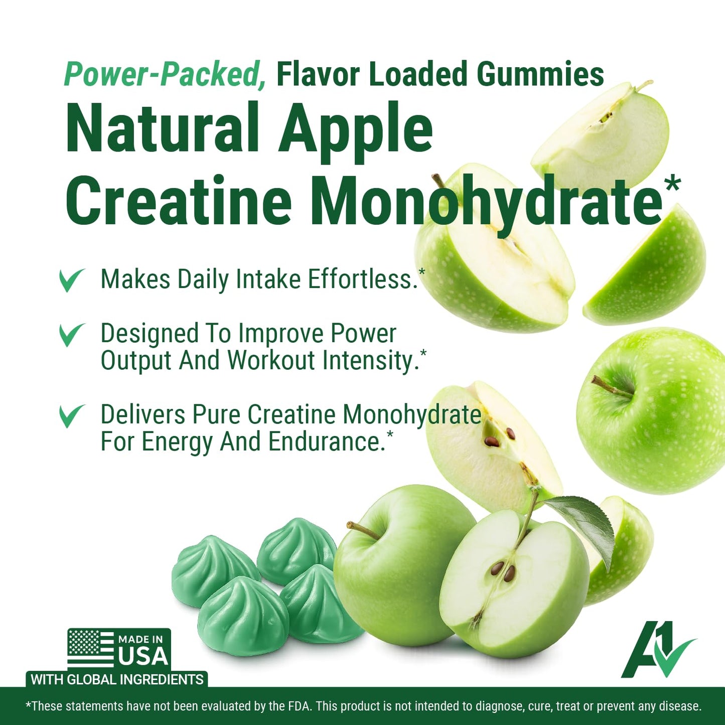 A1Vitality Creatine Monohydrate Gummy 80 Count