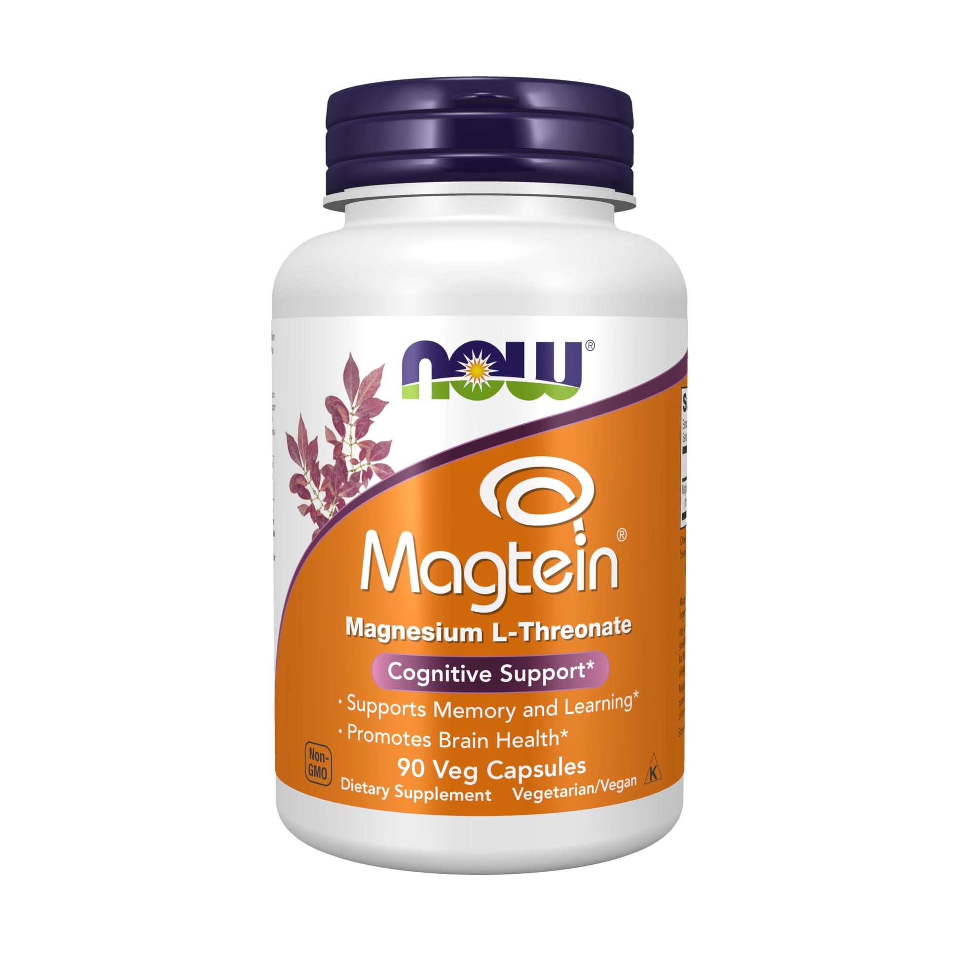 NOW Foods Magtein™ with patented form of Magnesium (Mg), Cognitive Support Capsules, 90 Count