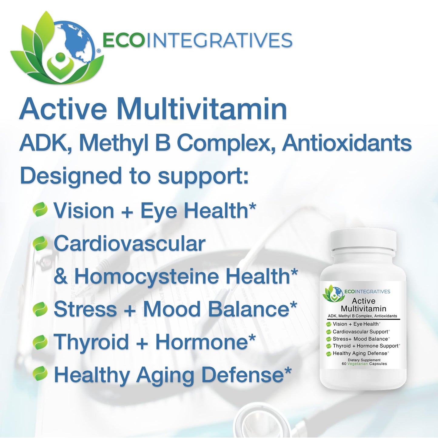 EcoIntegratives Active Multivitamin ADK Methyl B Complex 60 Capsules