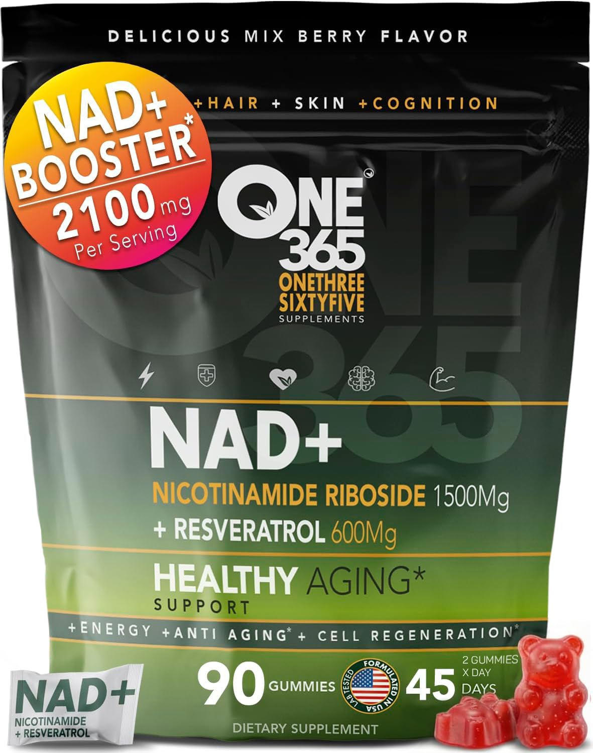 ONE 365 NAD+ Supplement Gummies 90 Count
