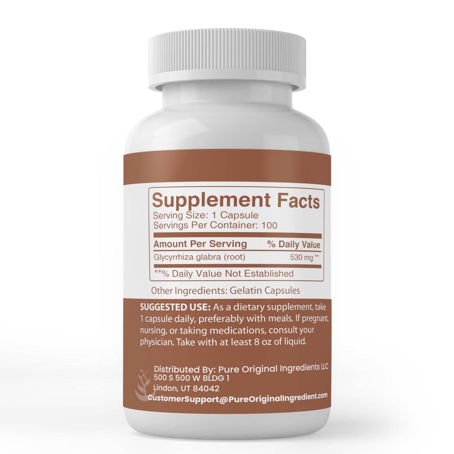 Pure Original Ingredients Licorice Root Extract Capsules, 100 Count