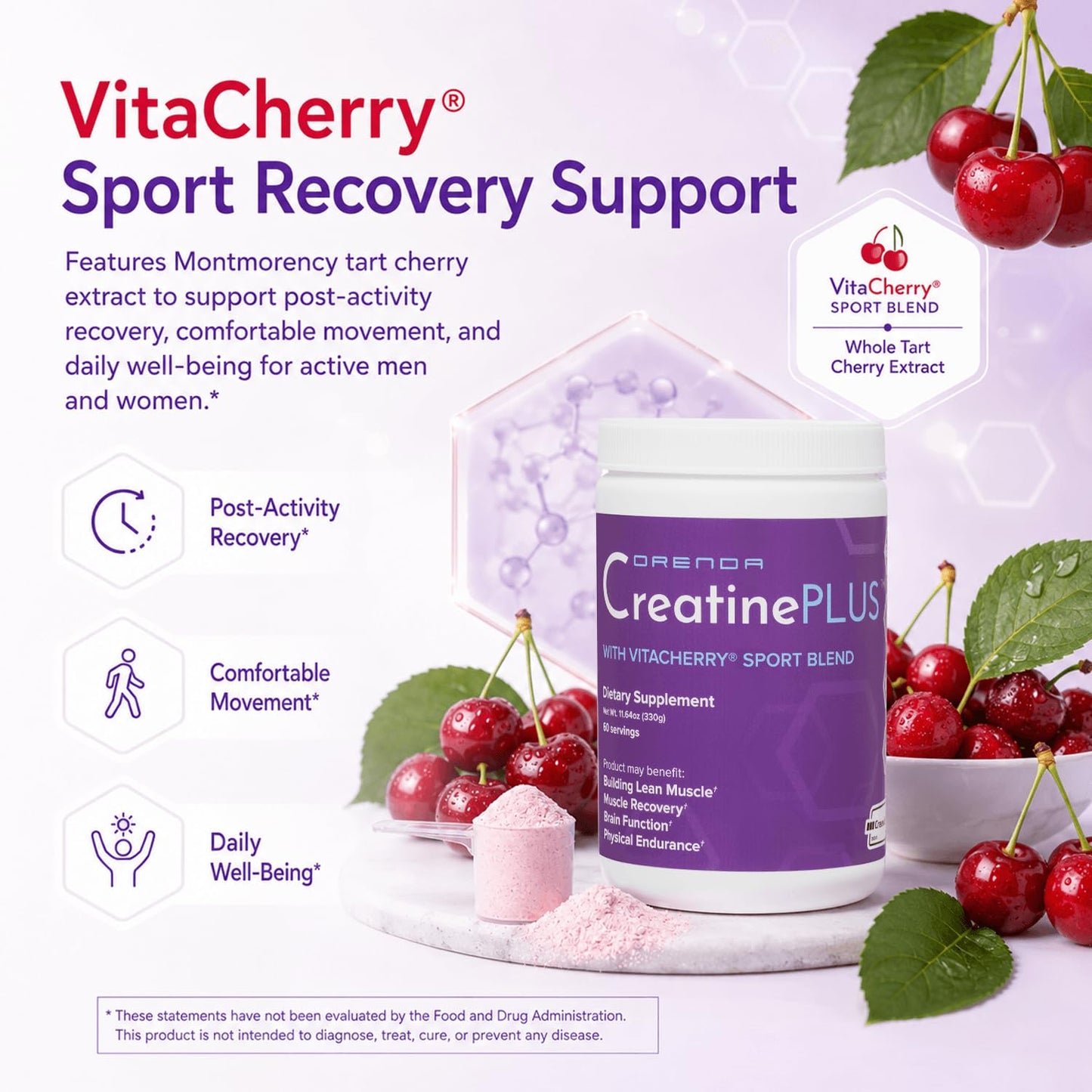 Orenda International CreatinePLUS Creavitalis Muscle, Brain & Recovery Powder, 11.6 oz