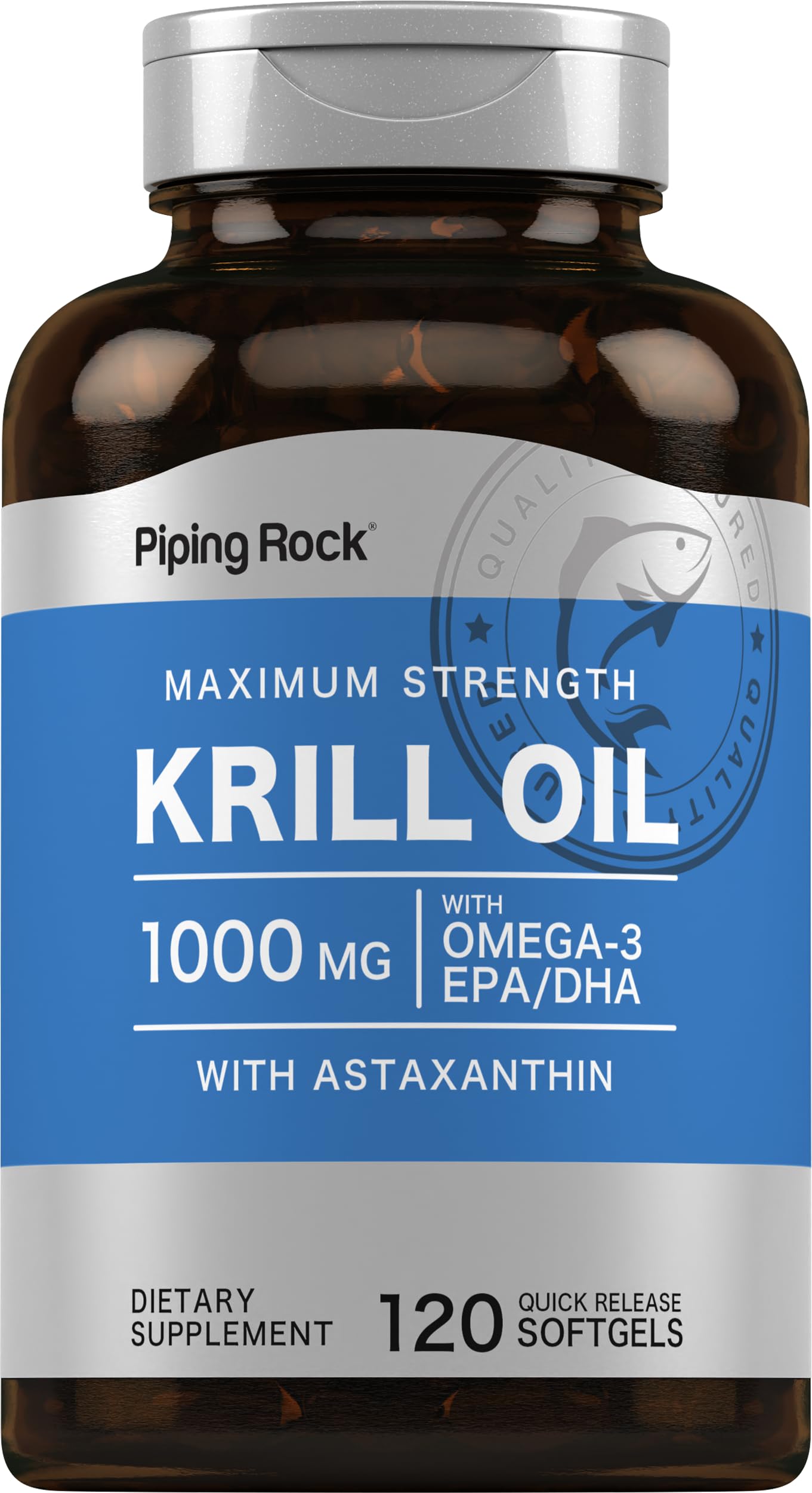 Piping Rock Krill Oil Omega 3 Softgel Capsules, 120 Count