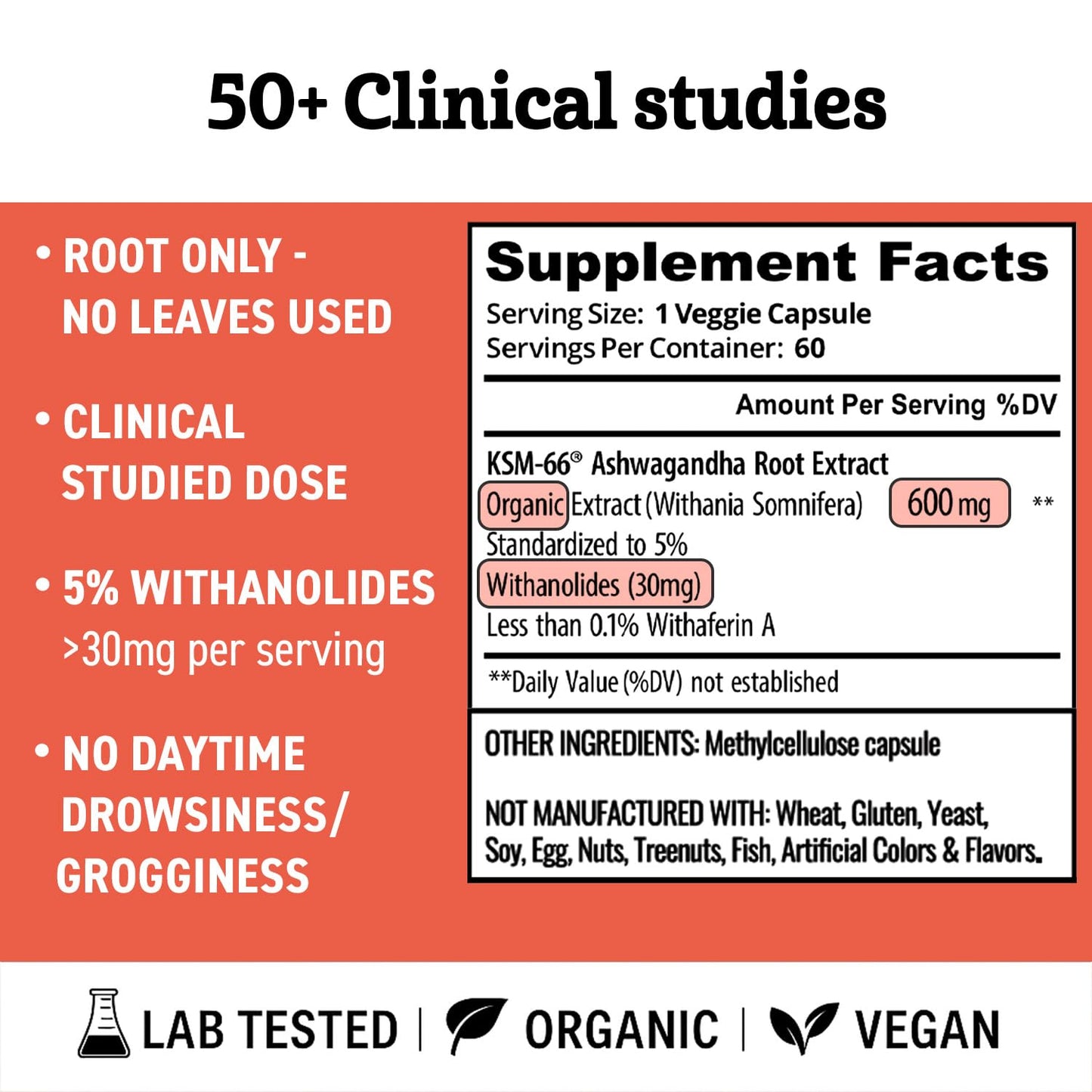 Dr. Matthew Ashwagandha KSM 66 Organic – KSM-66 ashwagandha 600mg Root Extract Full Spectrum Capsules, 60 Capsules