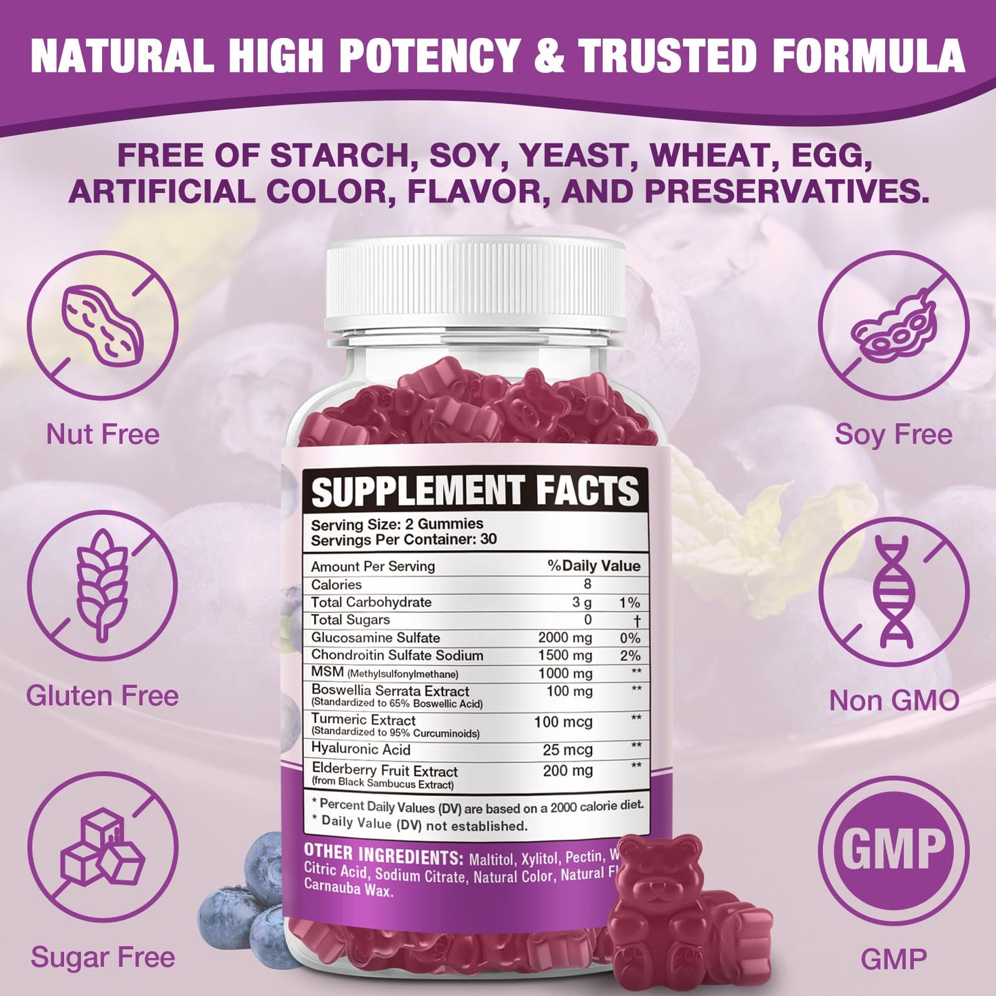 VAJYKEWJY Glucosamine Chondroitin Gummies, 2 Packs
