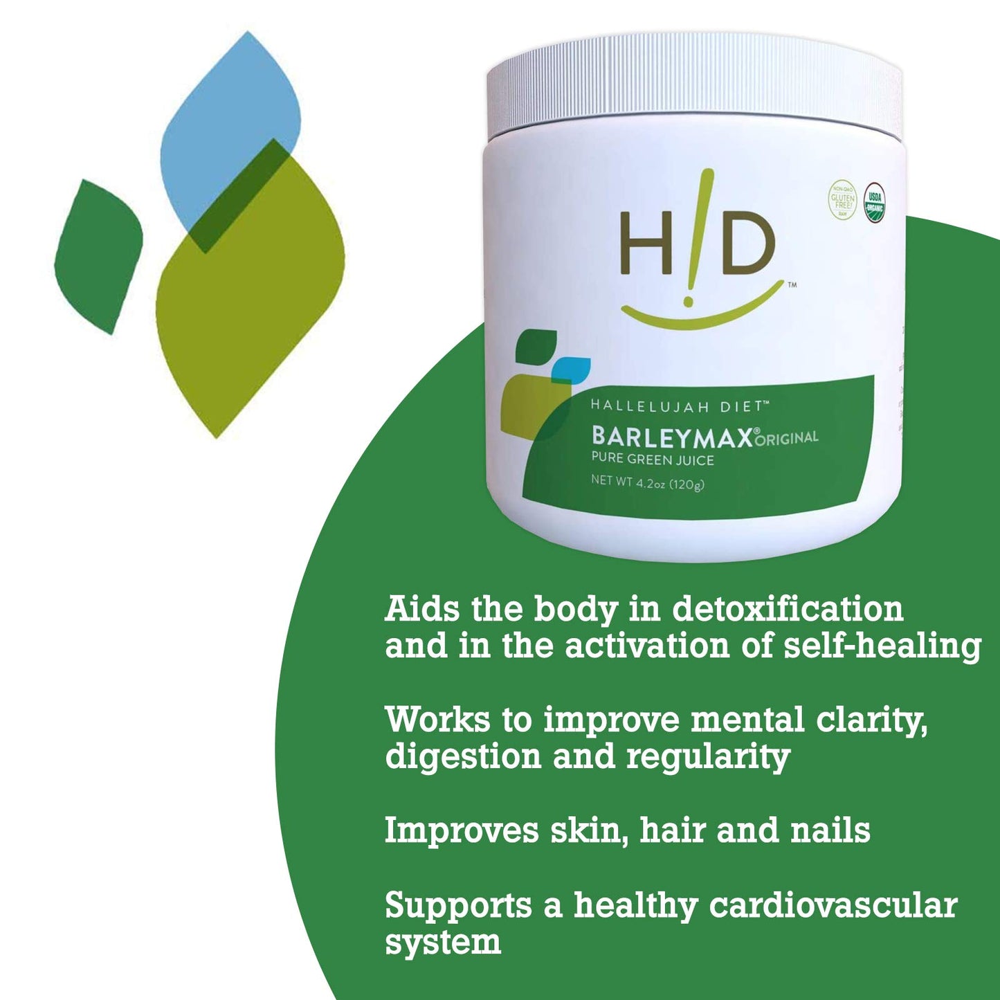 THE HALLELUJAH DIET Organic BarleyMax Barley and Alfalfa Grass Juice Powder, 4.2 oz