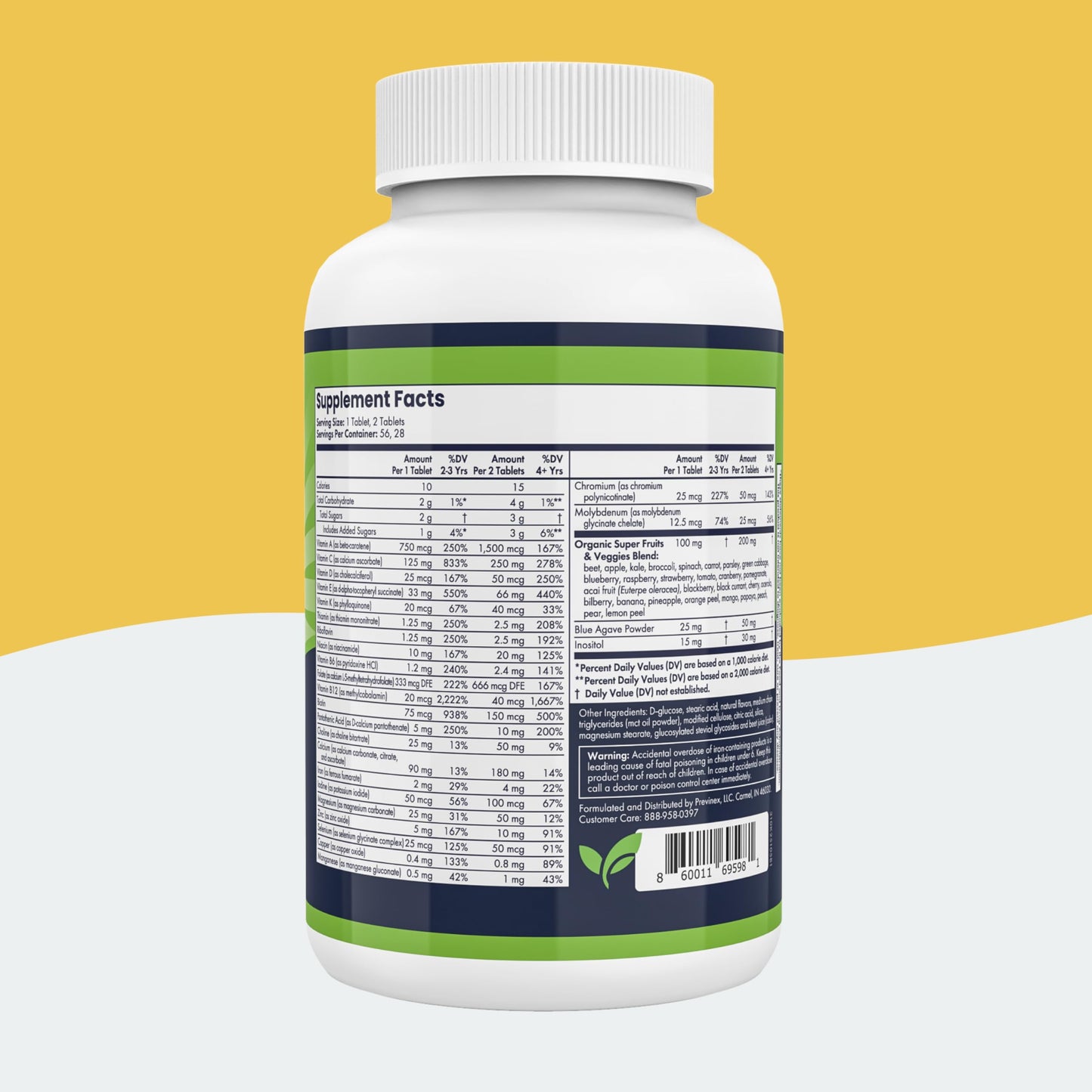 Previnex Super Vites Multivitamin for Kids Chewable, 56 Tablets