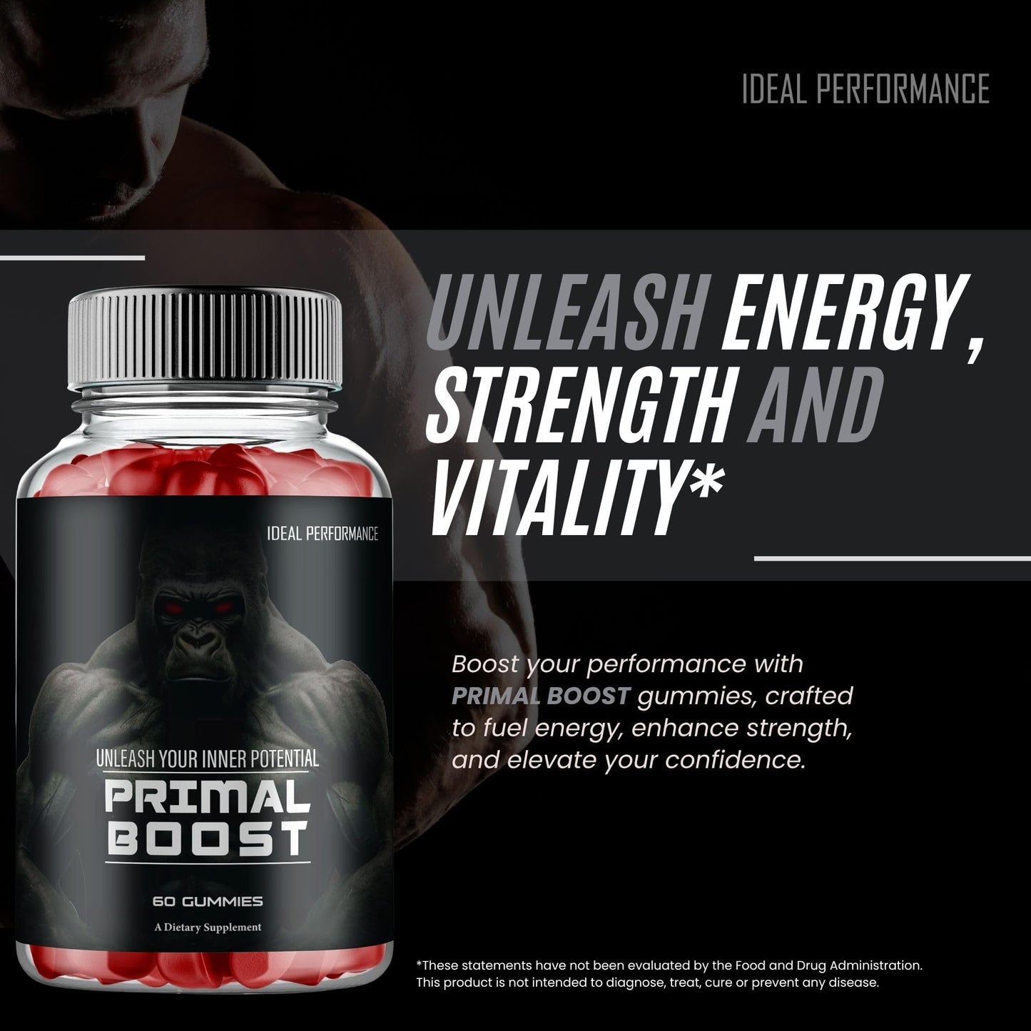 IDEAL PERFORMANCE Primal Boost Gummies Gummy, 60 Count