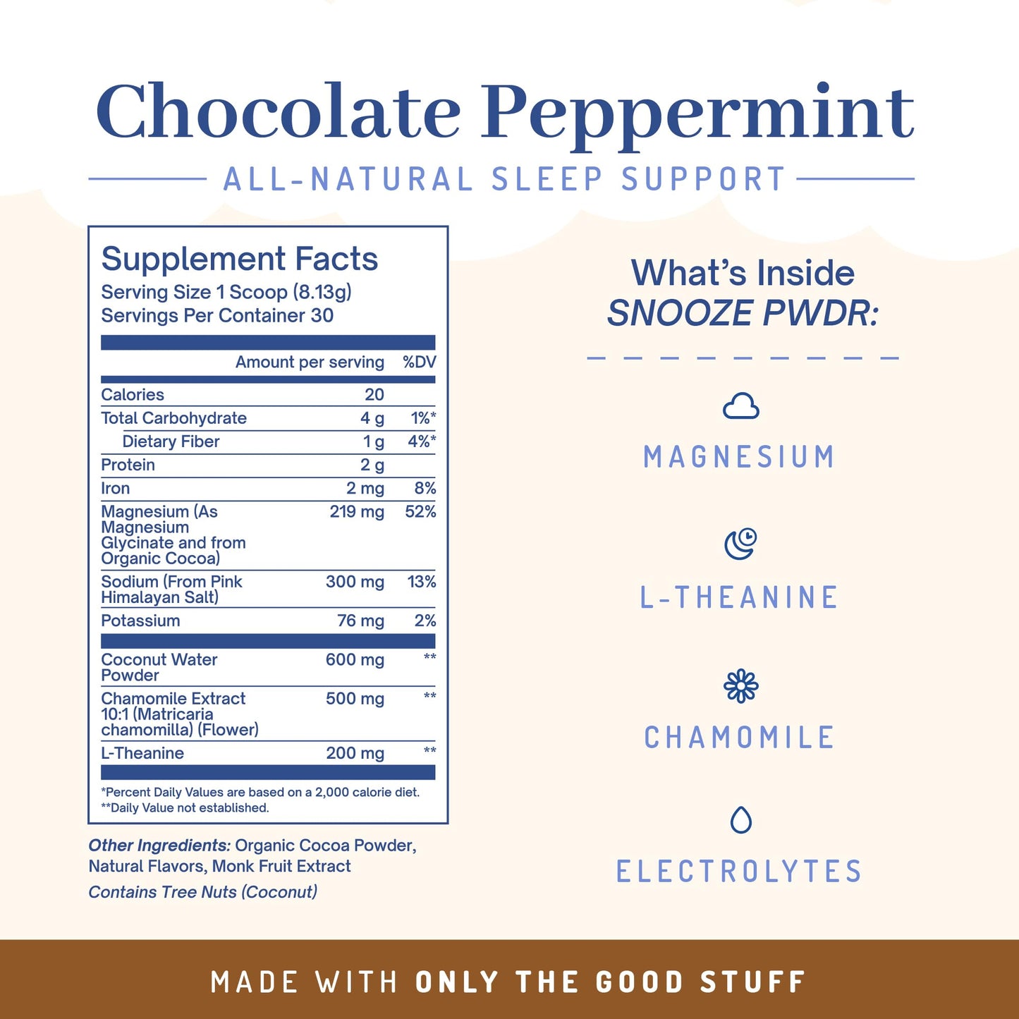 PWDRS Snooze Sleepy Time Hot Chocolate Powder, 8.61 oz