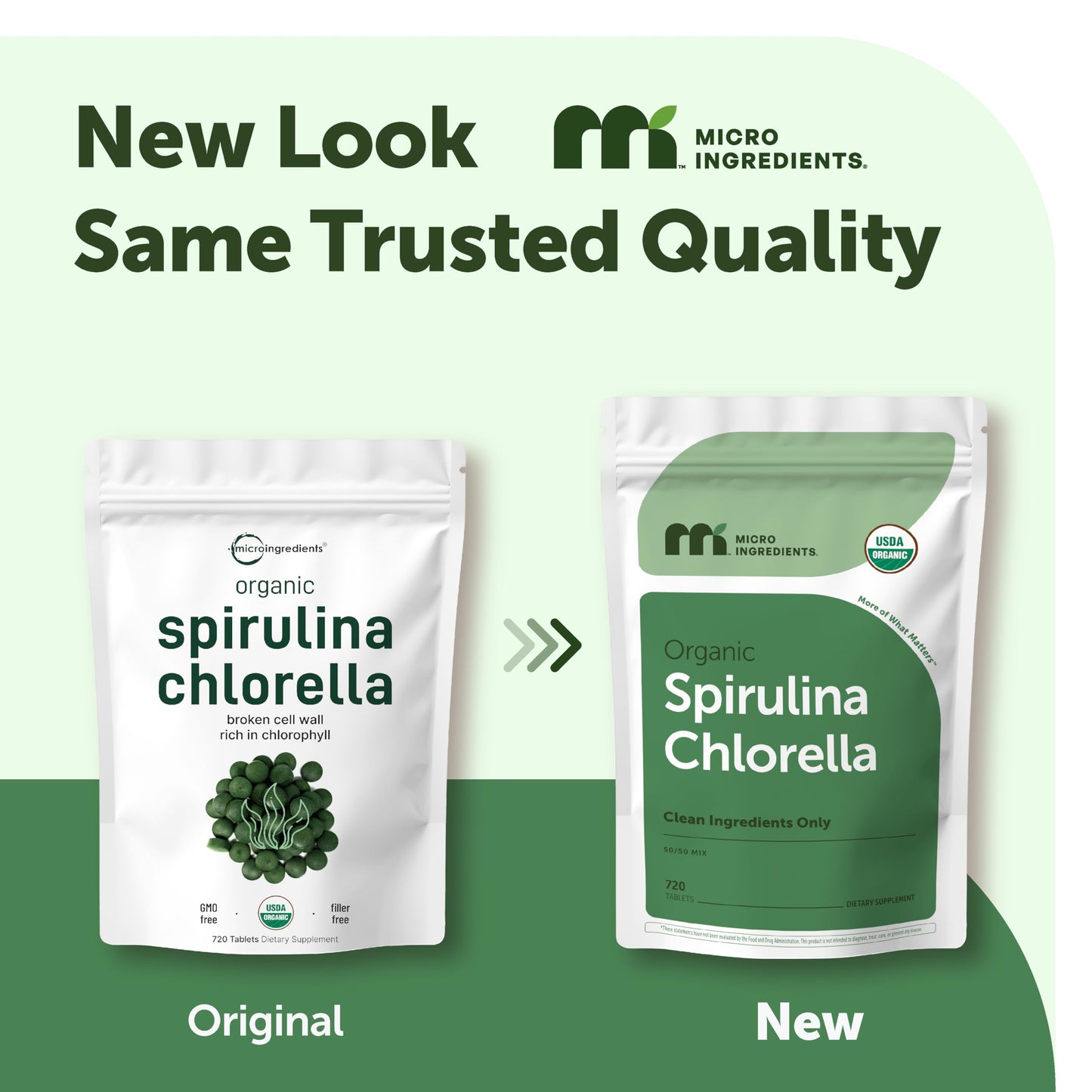 Micro Ingredients Organic Spirulina Chlorella Tablets, 720 Tablets