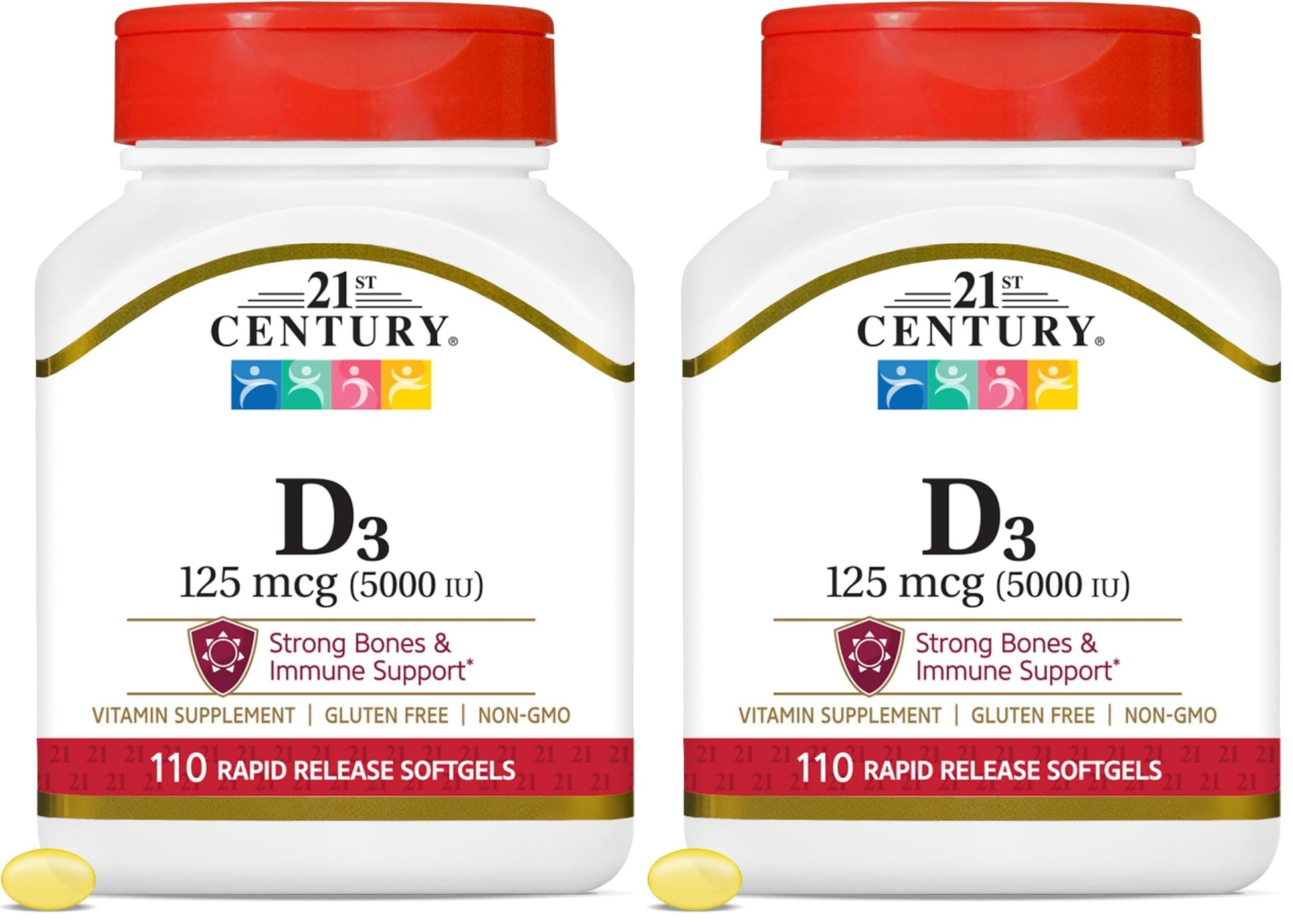 21st Century Vitamin D3 125 mcg (5,000 IU) Rapid Release Softgels, 220 Count