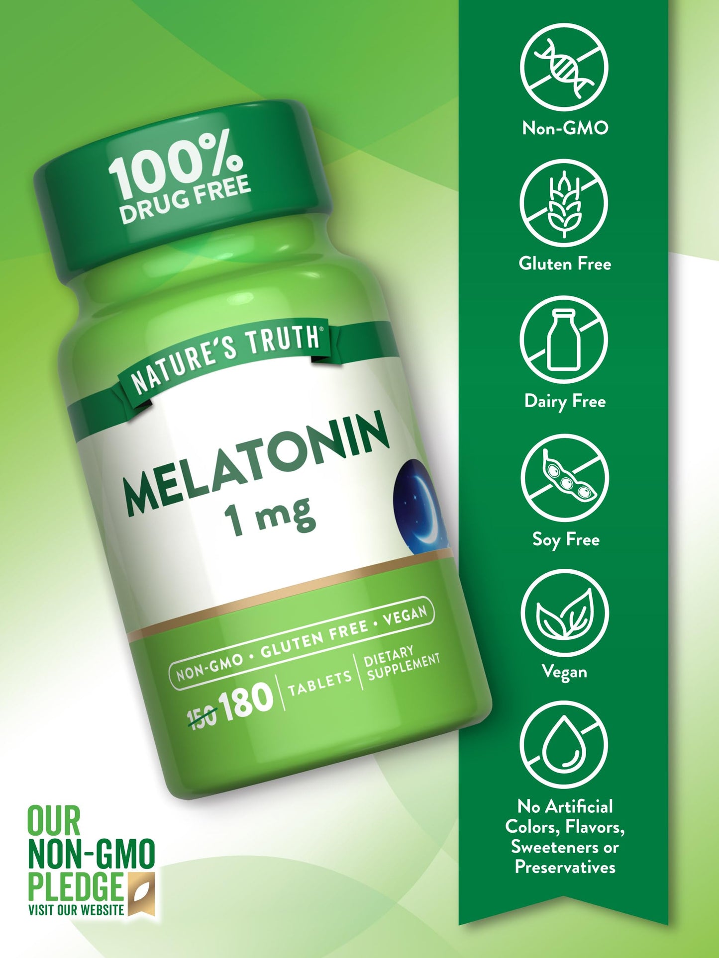 Nature's Truth Melatonin 1 mg Tablets 180 Count