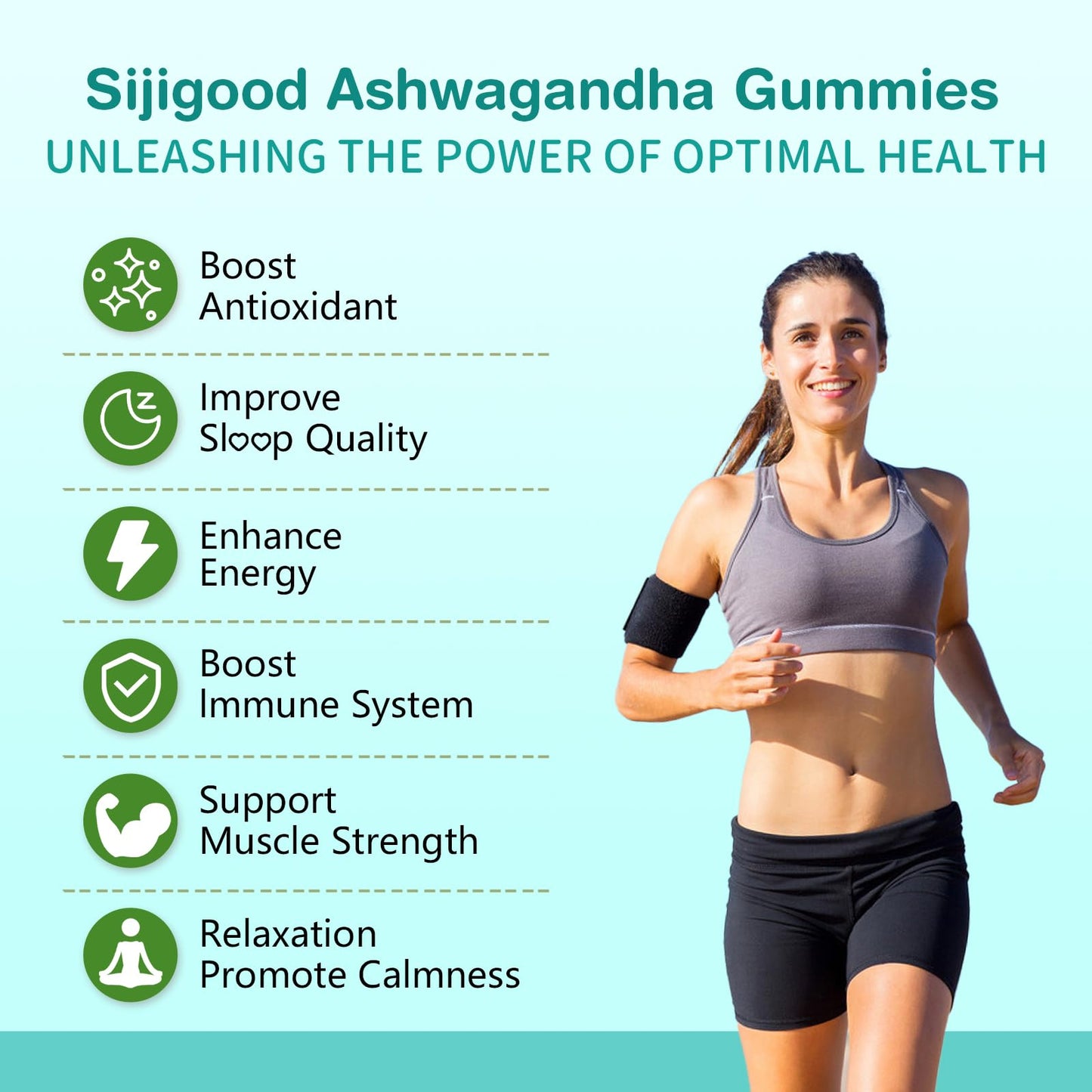 Sijigood Ashwagandha Gummies with L-theanine, 120 Gummies