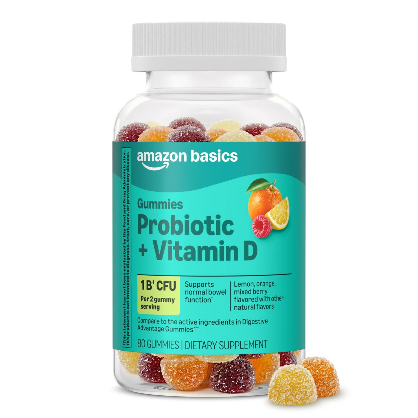 Amazon Basics Probiotic with Vitamin D Gummies, 80 Count