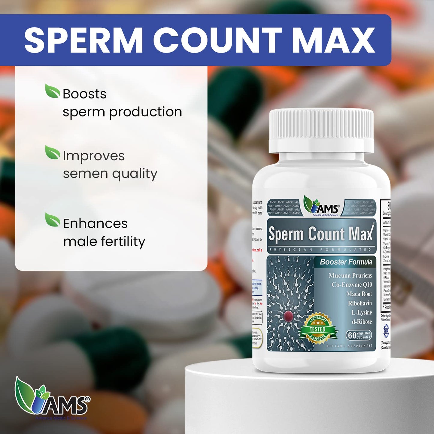America Medic & Science Sperm Count Max Capsule 60 Count