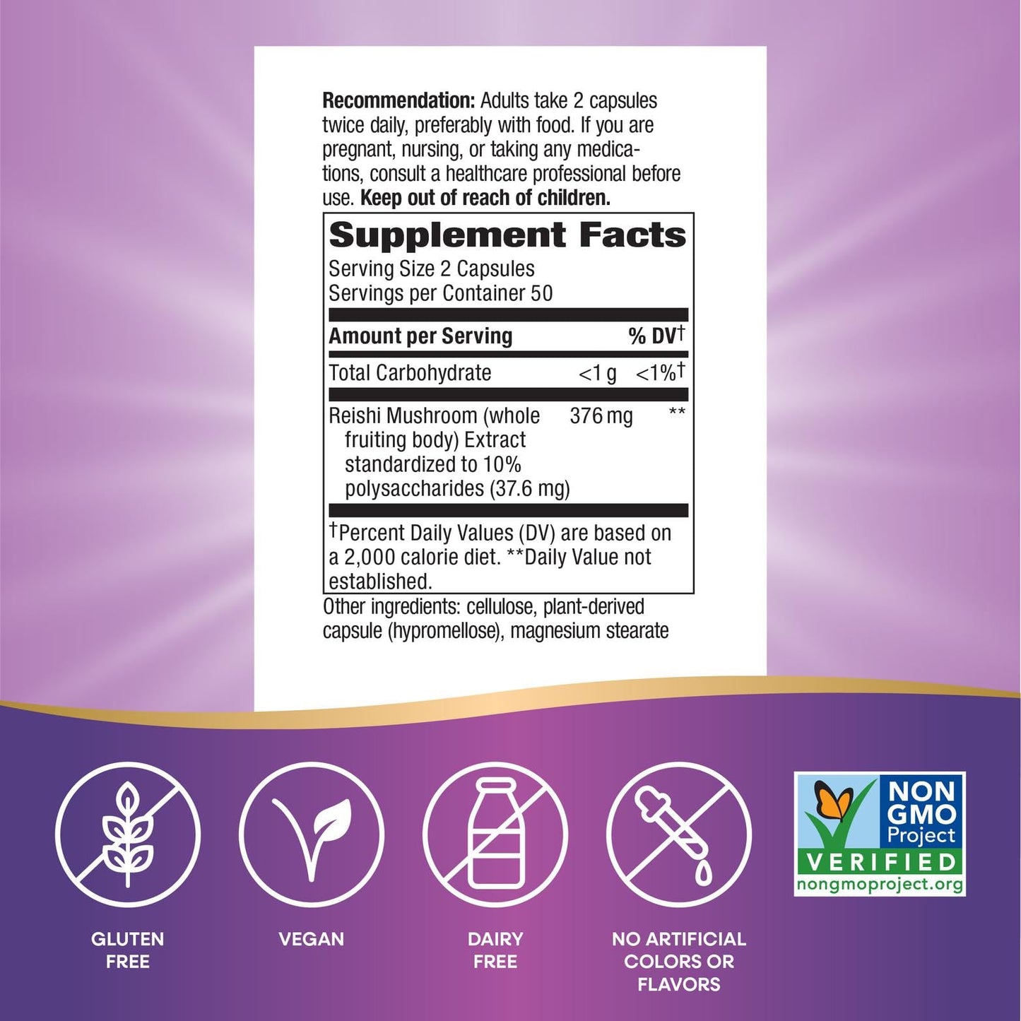 Nature's Way Reishi Mushroom Standardized Extract Capsule 100 Count