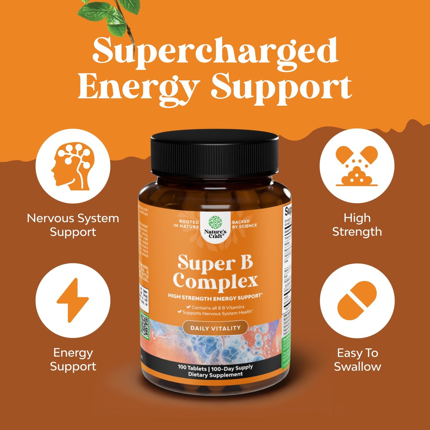 Natures Craft Super Vitamin B Complex for Women & Men, 100 Tablets