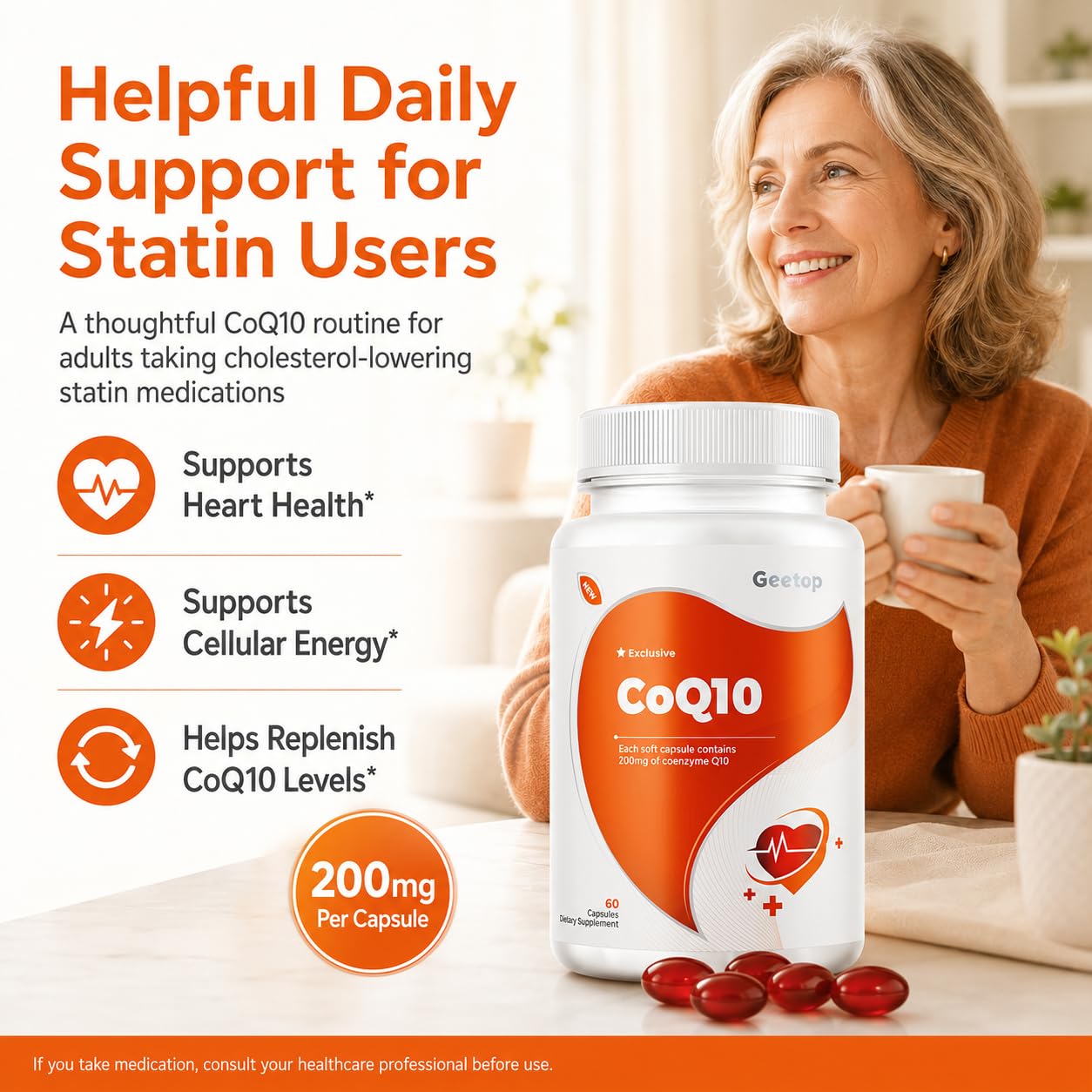 Geetop CoQ10 200mg Ubiquinol Capsule 60 Count