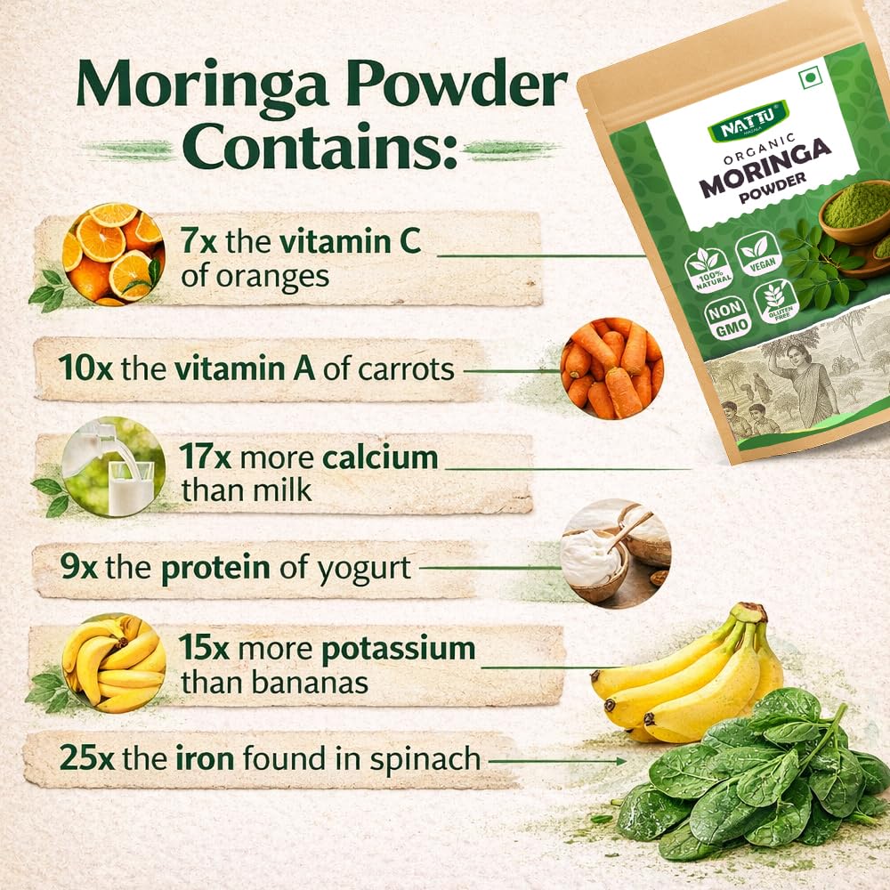 NATTU MASALA 100% Pure Moringa Leaf Powder, 3.53 Ounce