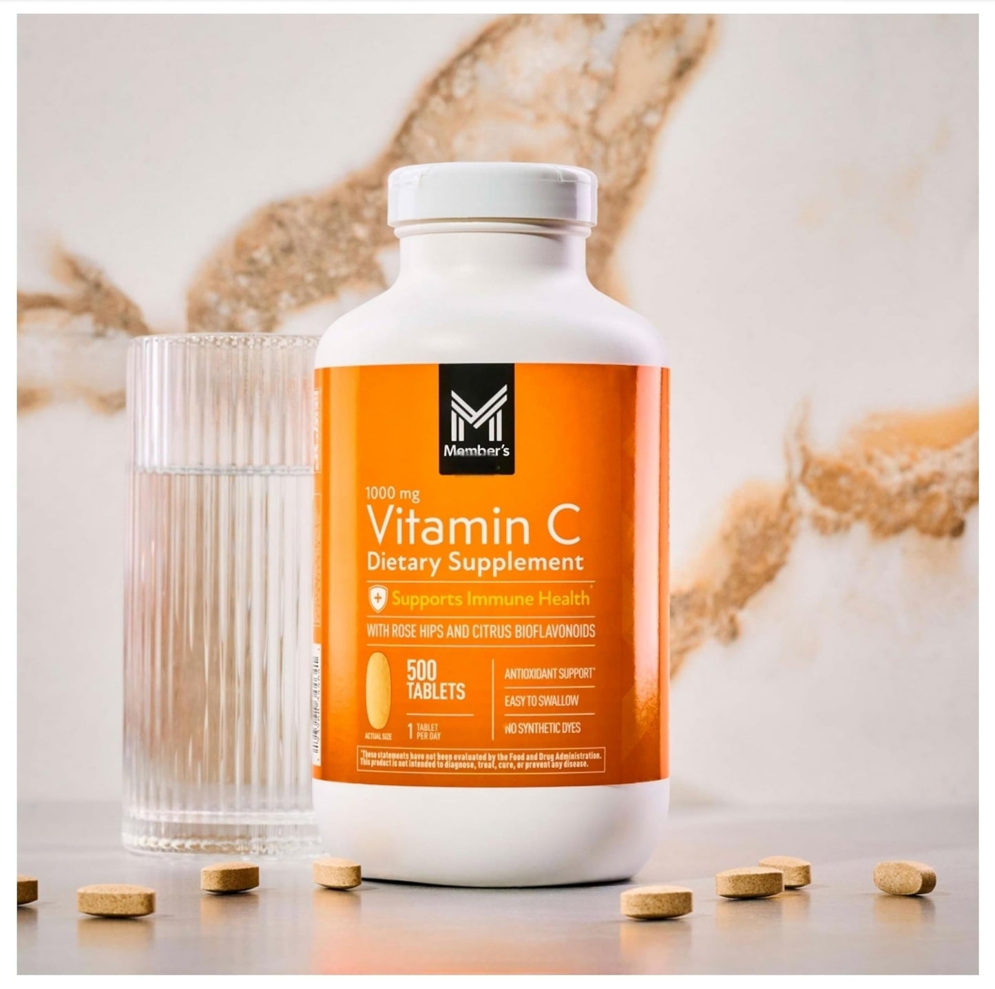 Generic Vitamin C 1000mg with Citrus Bioflavonoids & Rose HIPS, Tablets, 500 Count