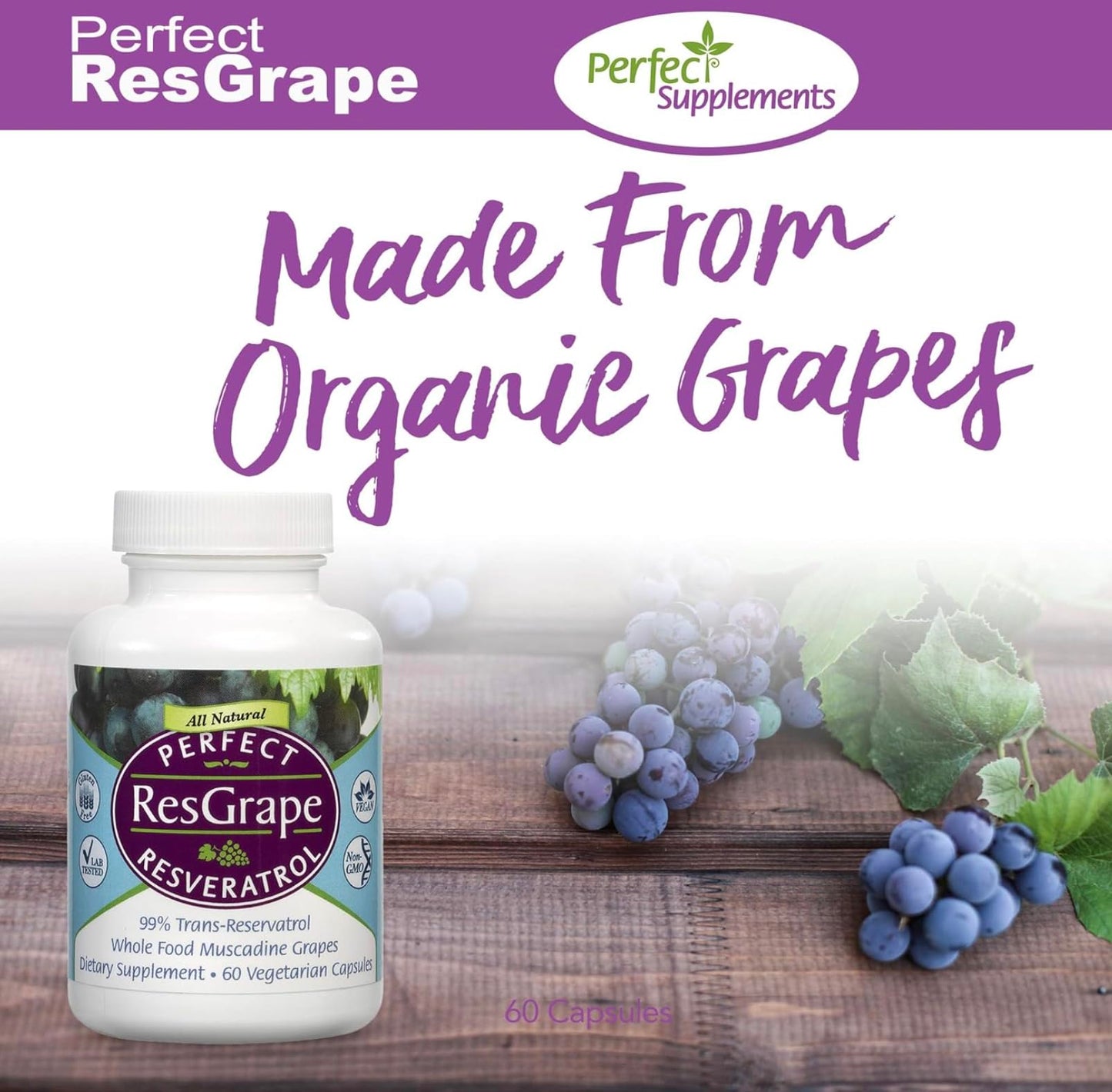 Perfect Supplements ResGrape Resveratrol Capsule, 60 Count