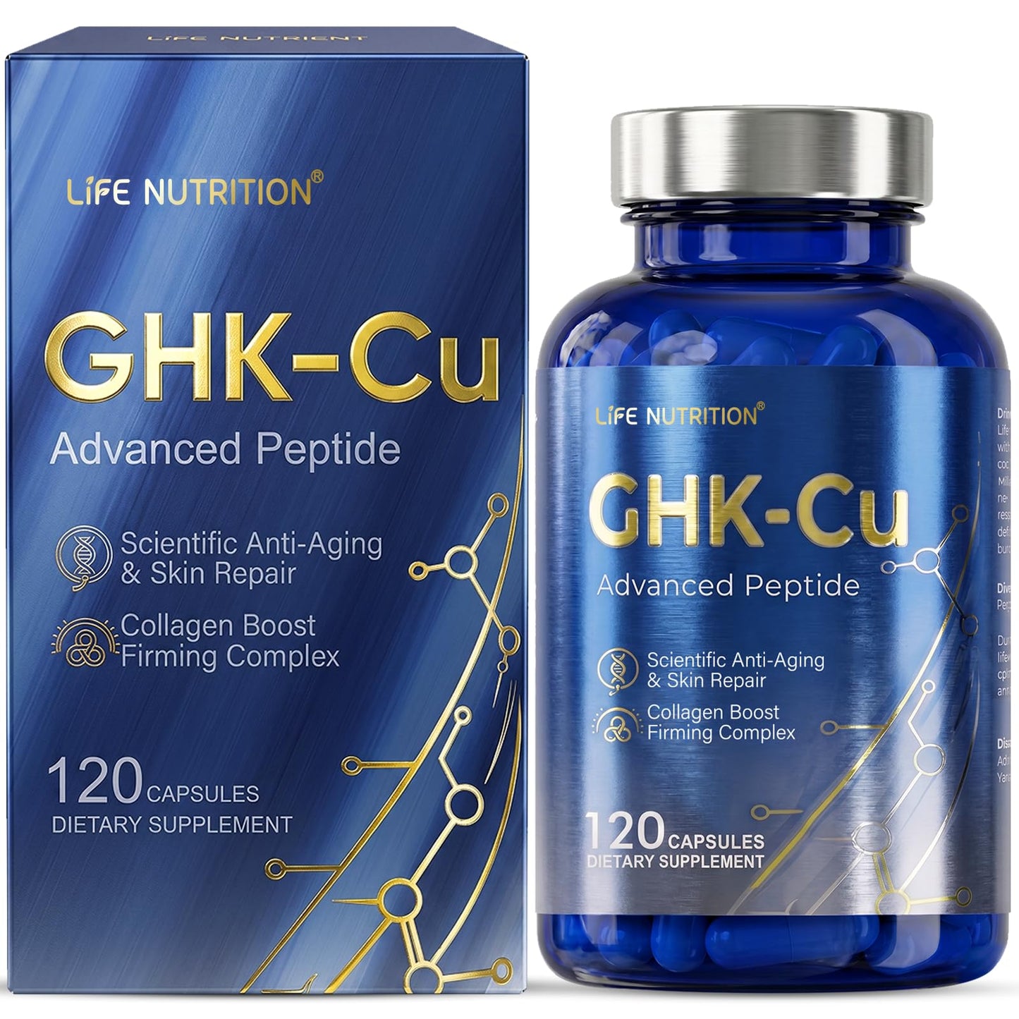 Life Nutrition GHK-Cu Copper Peptide Supplement Capsules 120
